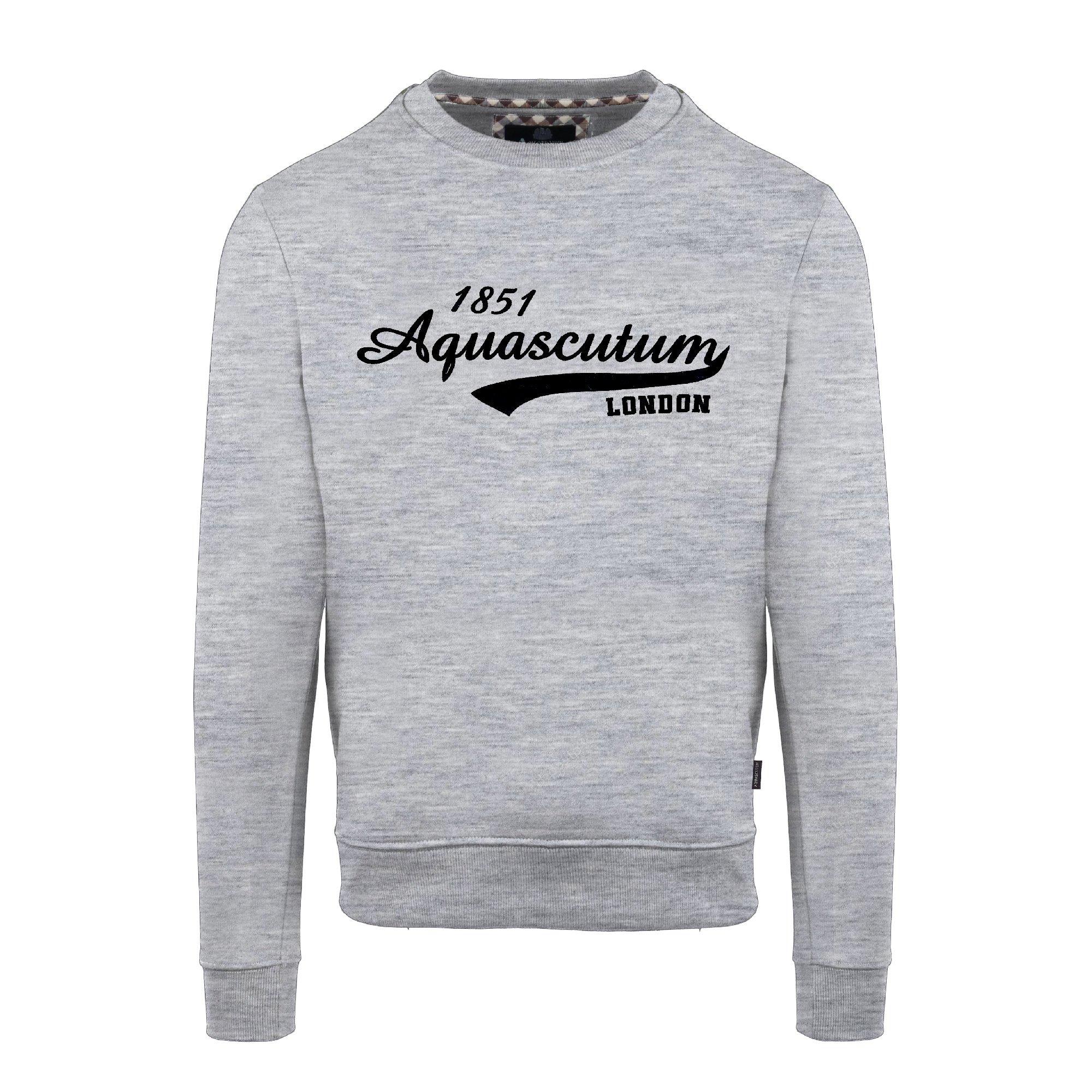 Grey - Aquascutum - Men's Roundneck Sweat Crew Sweatshirt - 1