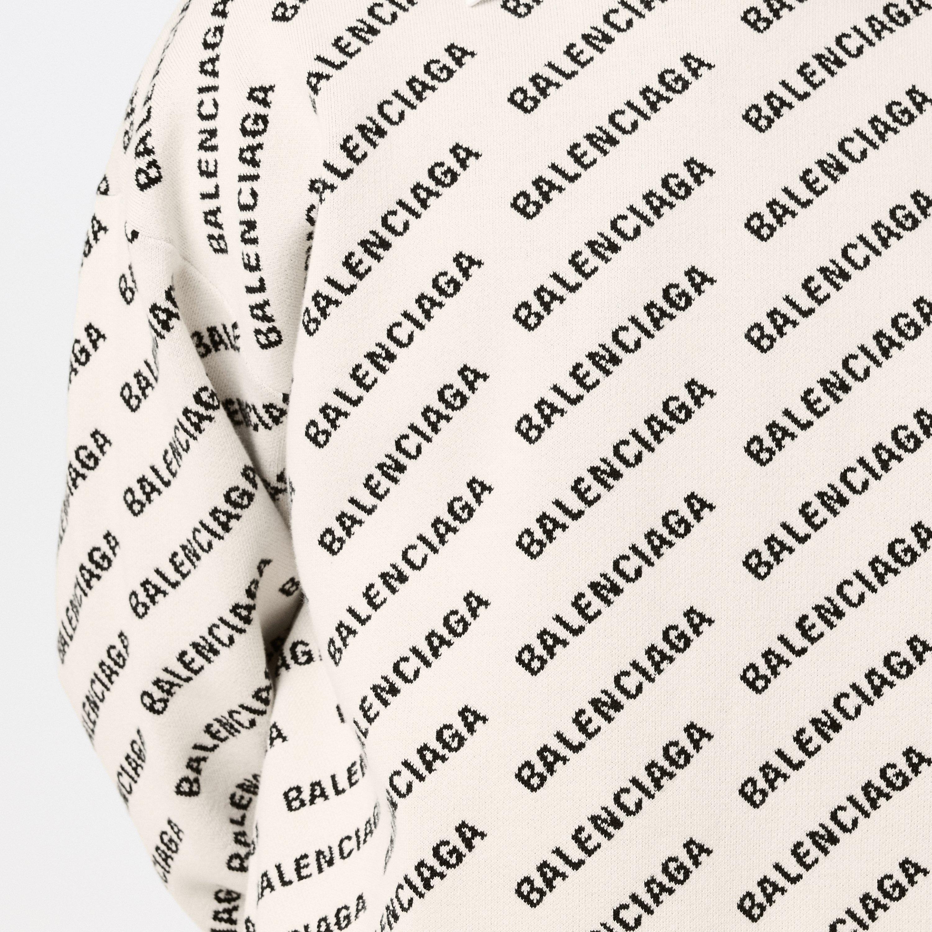 White/Black - Balenciaga - Mini All-over Logo Sweater - 5