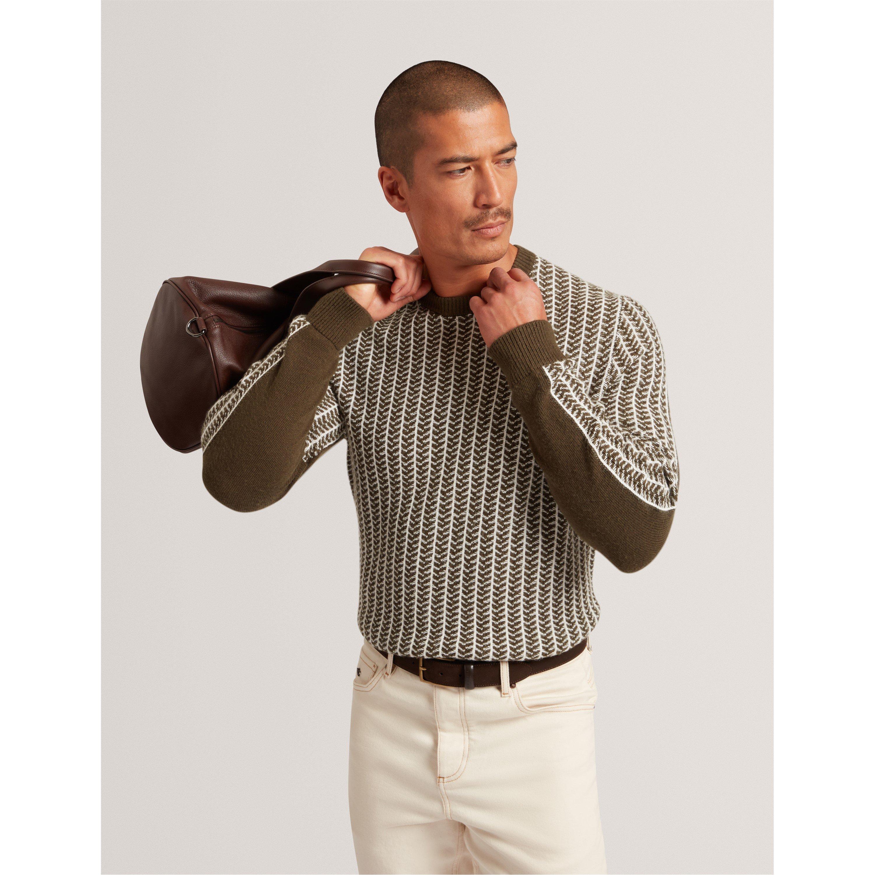 Olive - Ted Baker - Men's Textured Crew Sweatshirt - 2