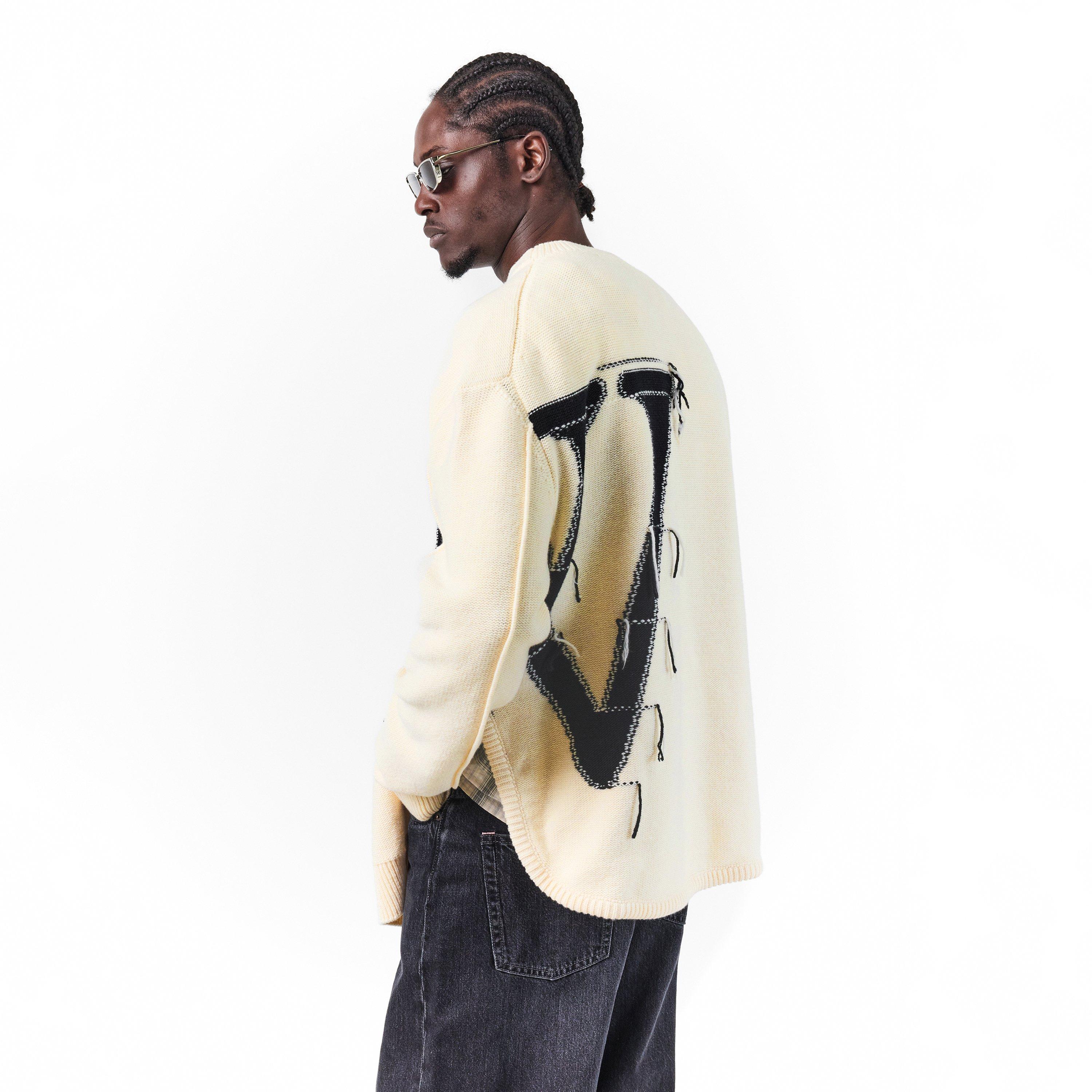 Cream /Black - Off White - Men's Crew Sweater - 4