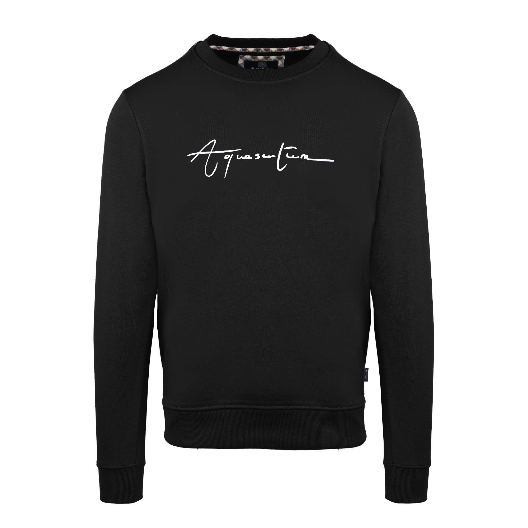 Aquascutum Men's Black Round Neck Crew Sweatshirt in Size 2XL, Sports Direct - Image 3