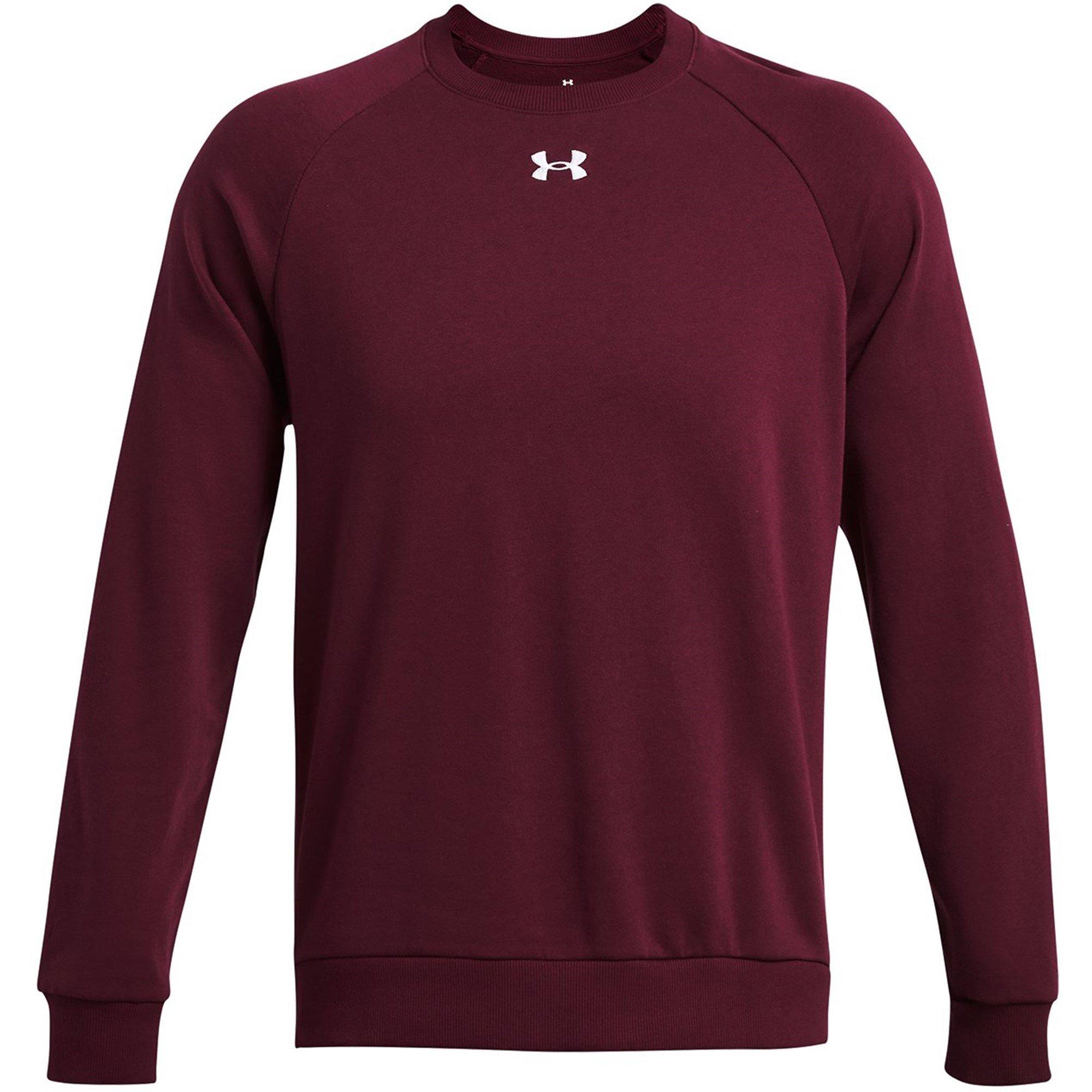 Maroon/White - Under Armour - Men's Rival Fleece Crew Sweatshirt - 1