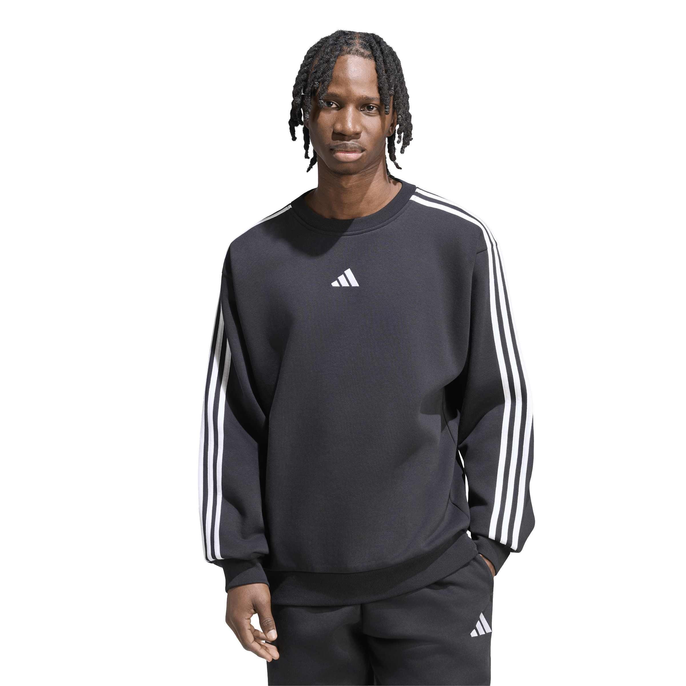 Zwart/Wit - adidas - Essentials 3-Stripes Fleece Sweatshirt Mens - 2
