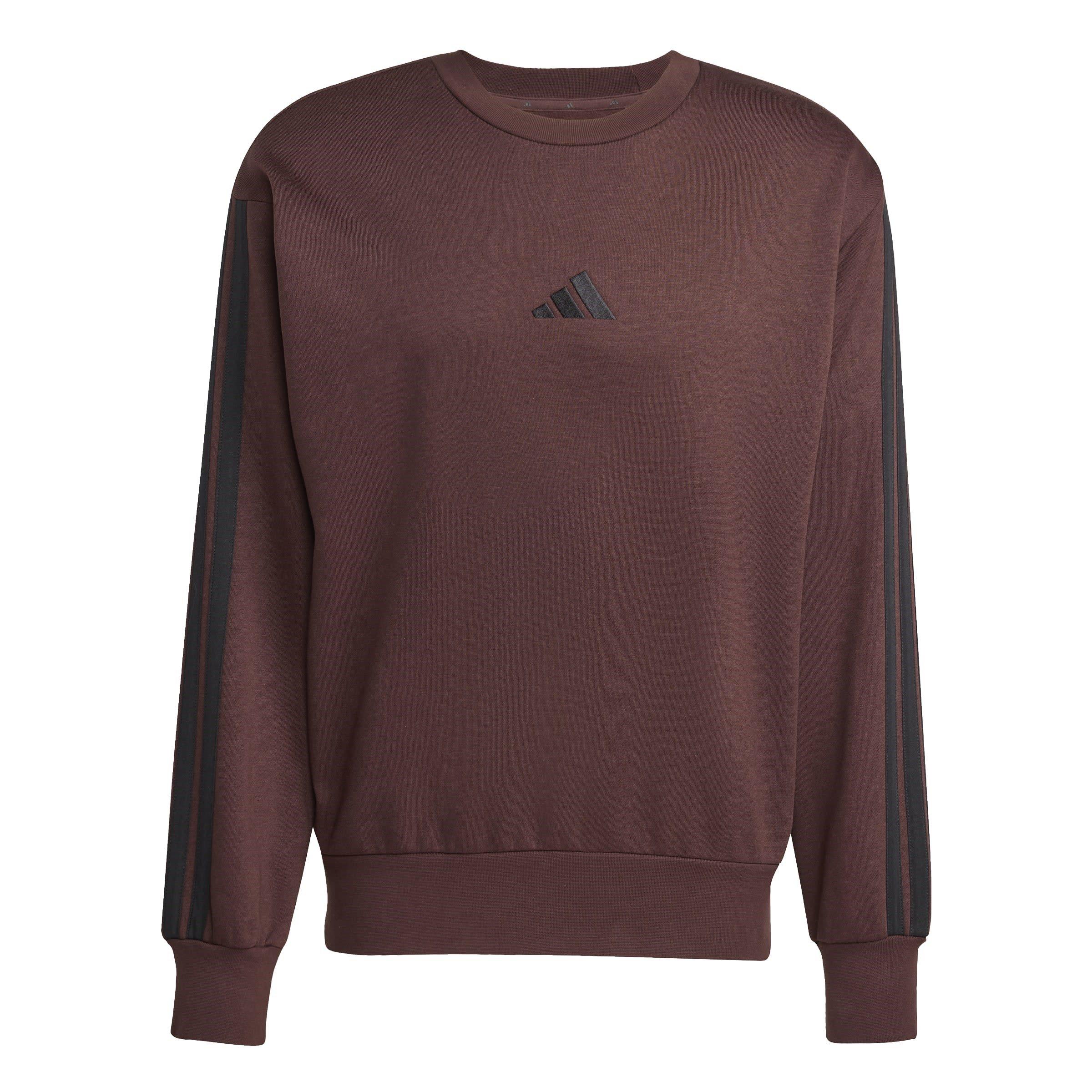 Adidas Men's Essentials 3-Stripes Fleece Sweatshirt - Shadow Brown - S