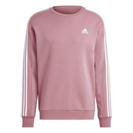 adidas Essentials 3 Stripes Fleece Sweatshirt Mens