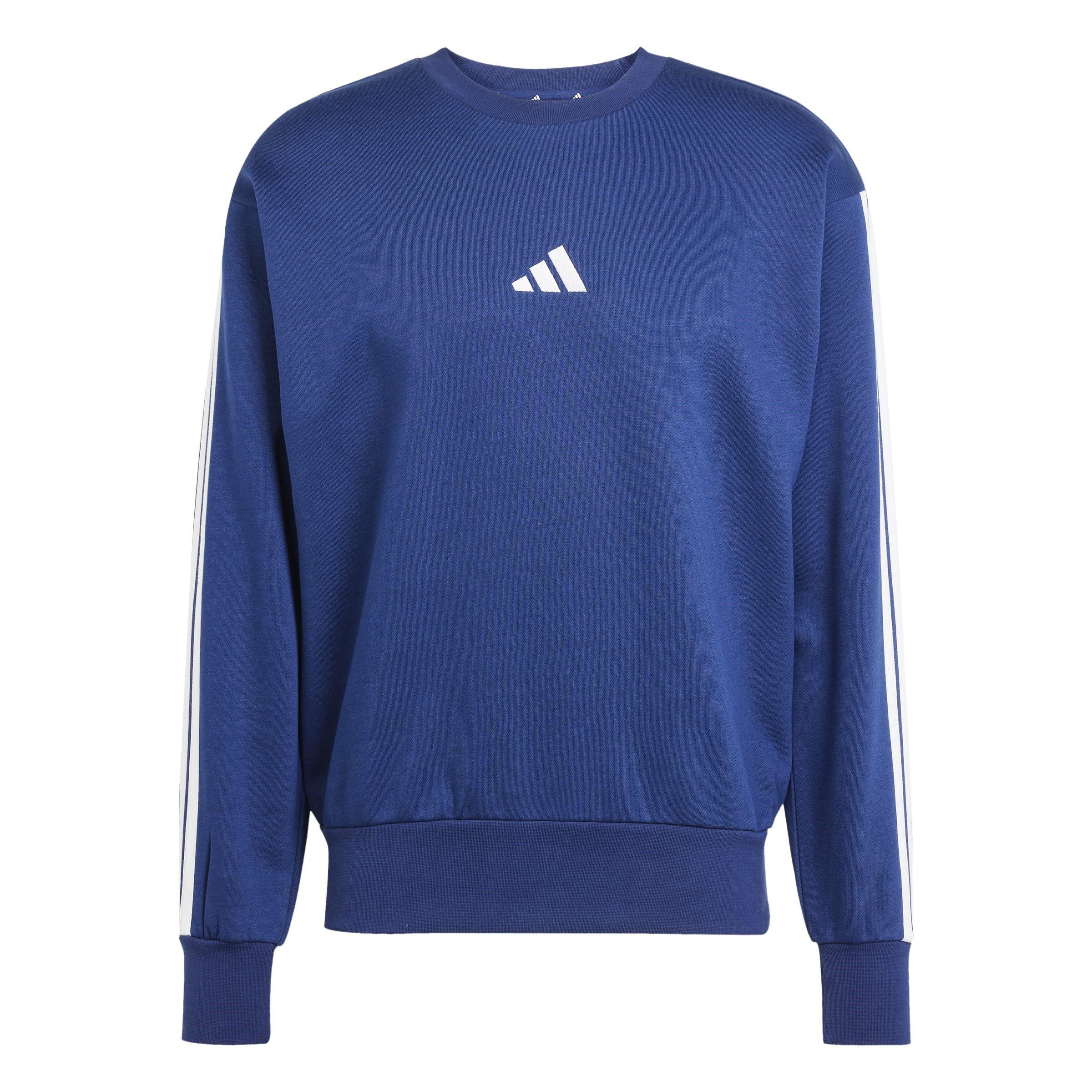 Navy/Hvid - adidas - Essentials 3-Stripes Fleece Sweatshirt Mens - 1