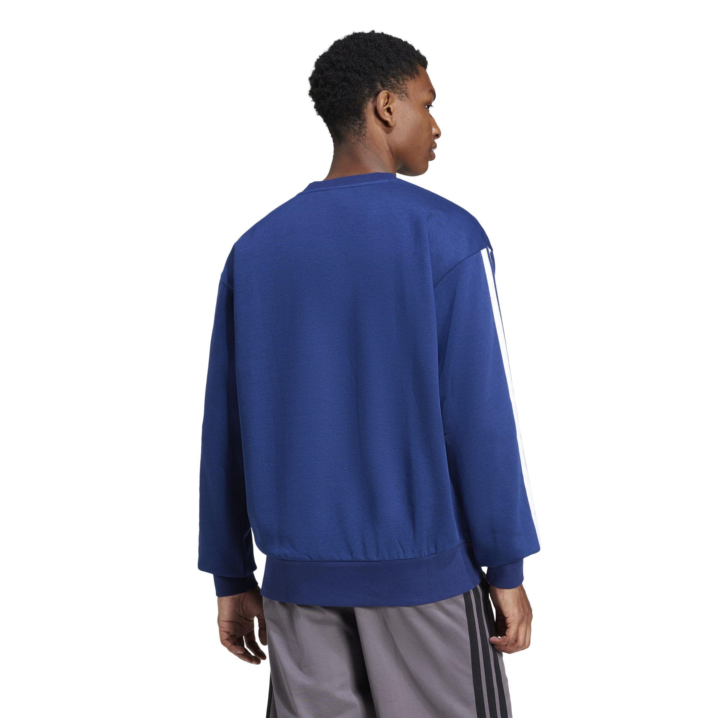 Blu Marino/Bianco - adidas - Essentials 3-Stripes Fleece Sweatshirt Mens - 3