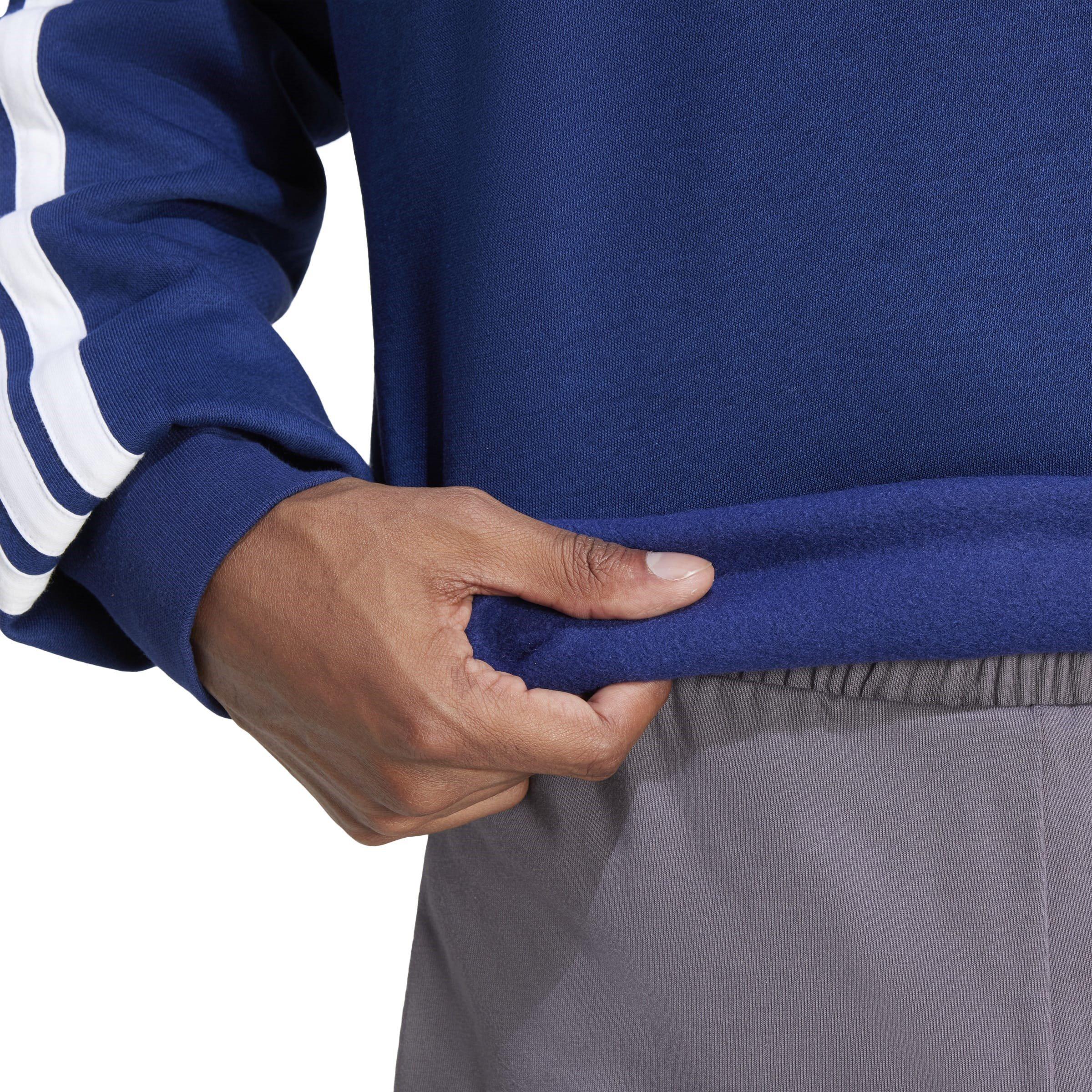 Blu Marino/Bianco - adidas - Essentials 3-Stripes Fleece Sweatshirt Mens - 5