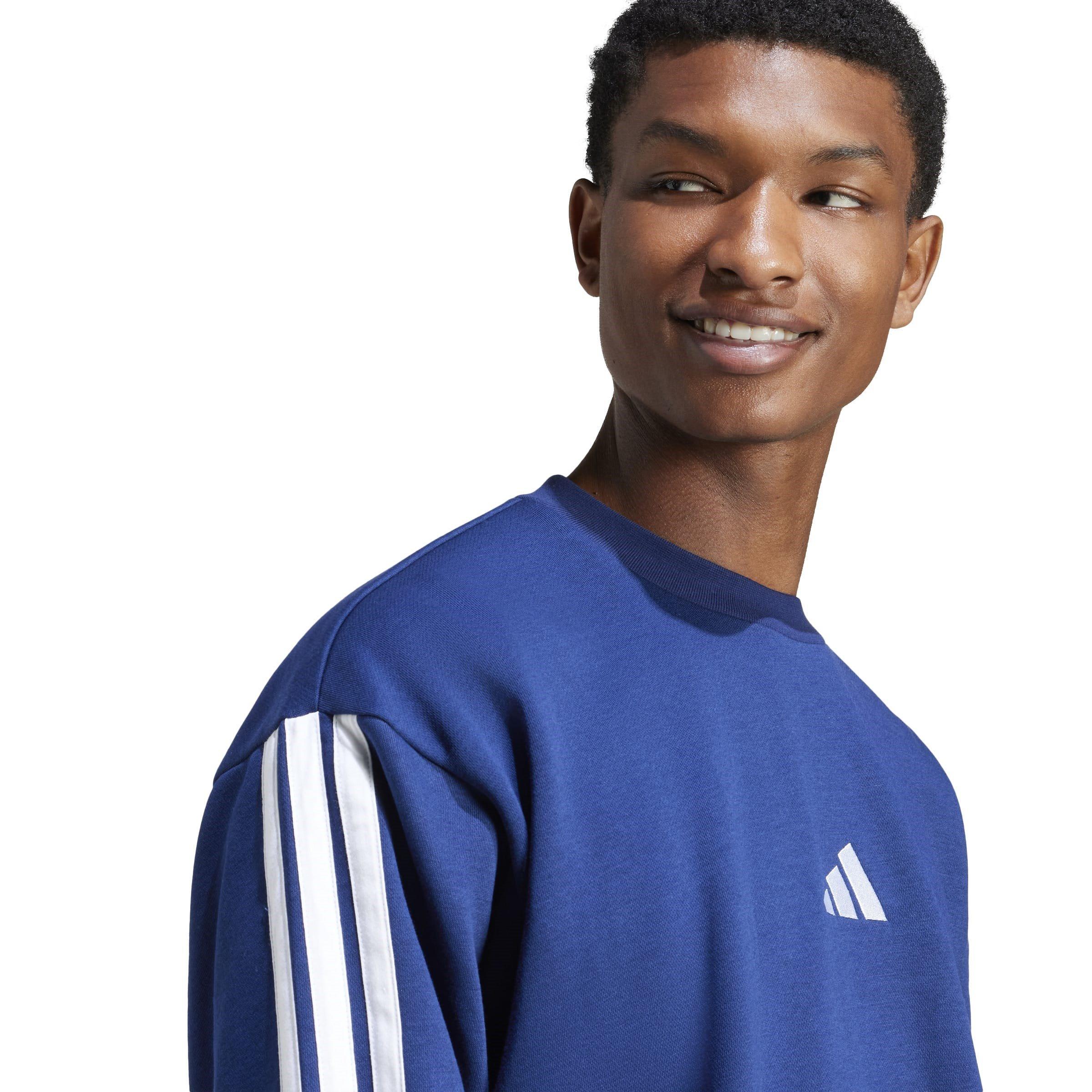 Blu Marino/Bianco - adidas - Essentials 3-Stripes Fleece Sweatshirt Mens - 6