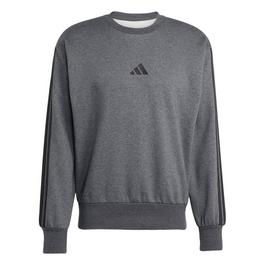 adidas Mens Crew 3 Stripes Pullover Sweatshirt