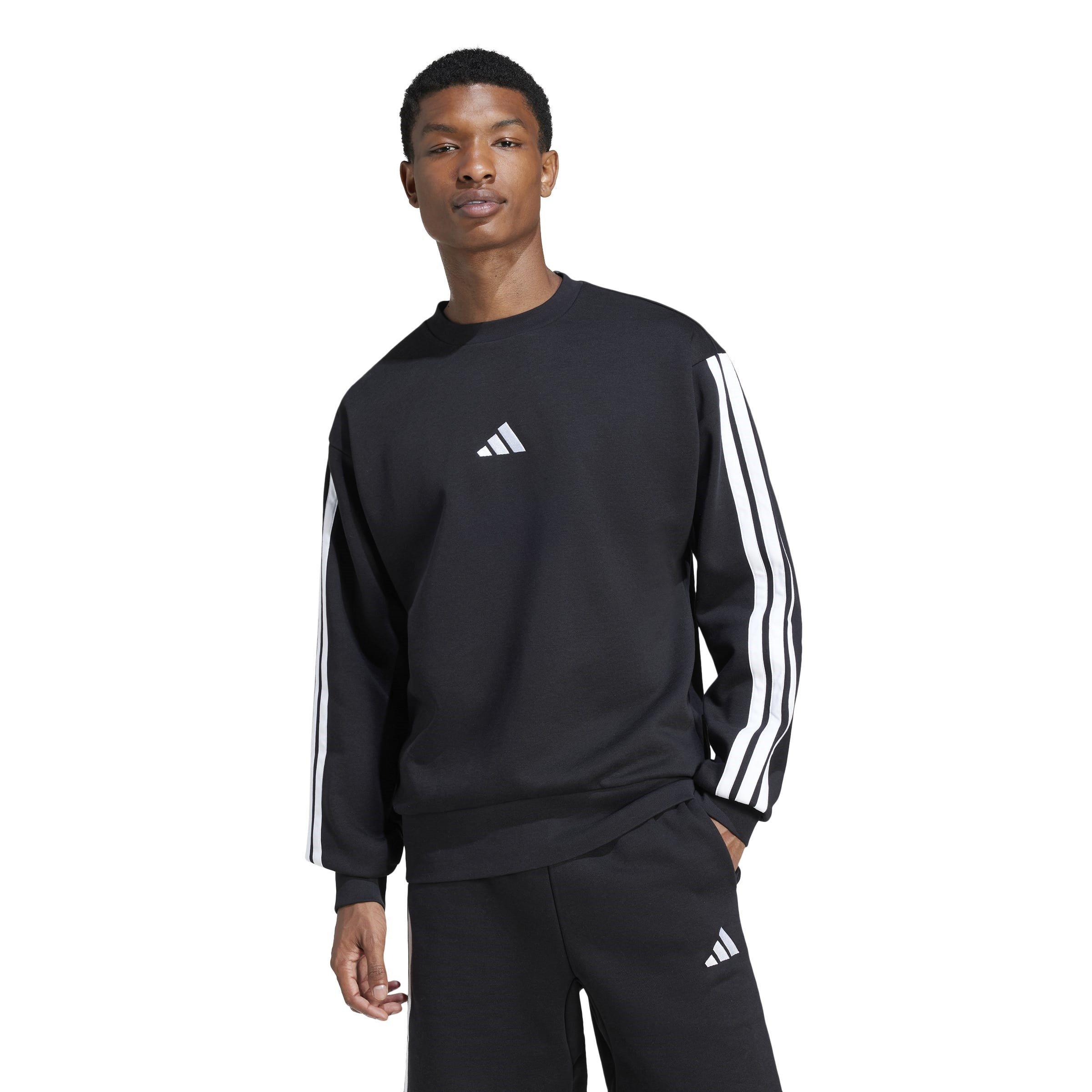 Black/White - adidas - Essentials 3-Stripes Fleece Sweatshirt Mens - 2