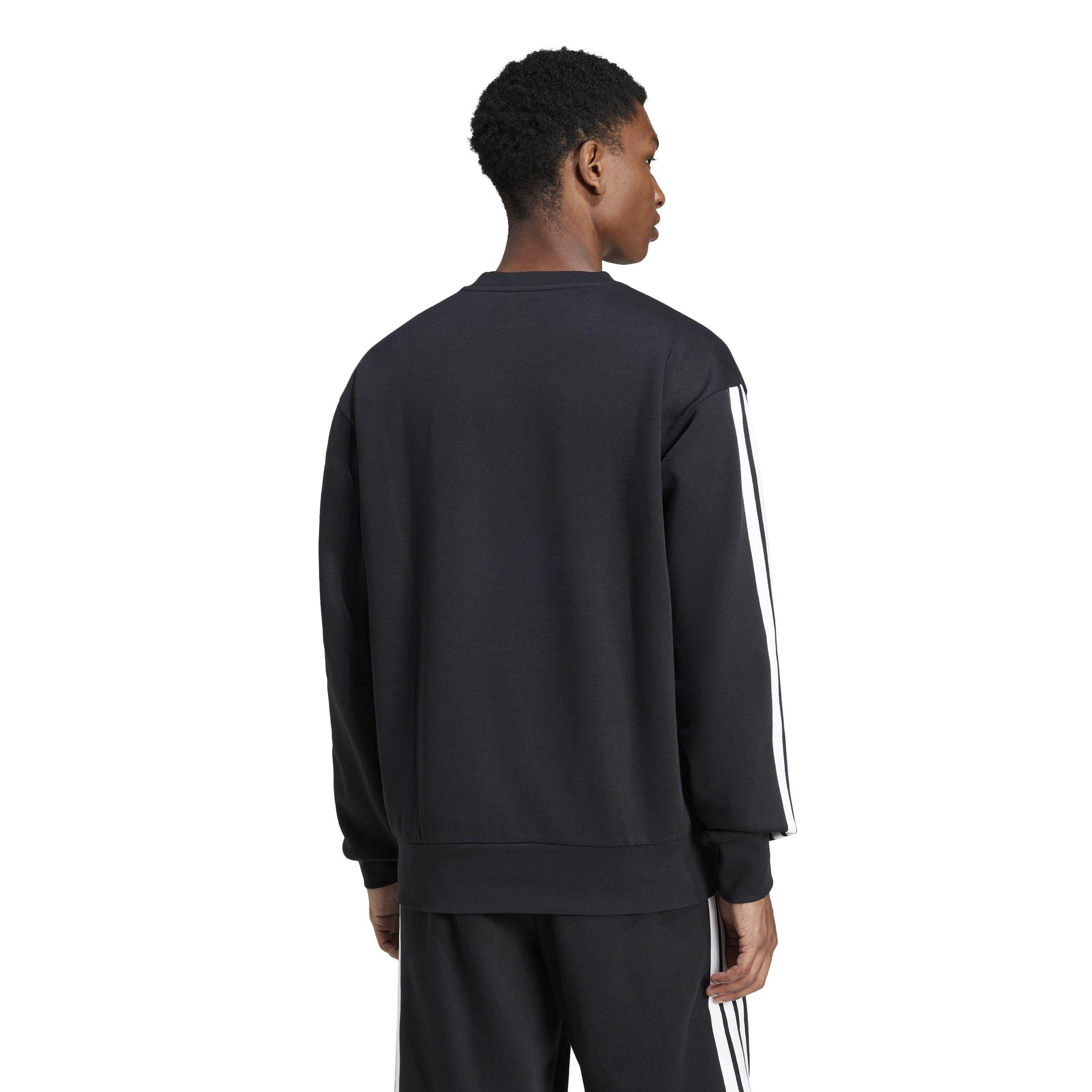 Black/White - adidas - Essentials 3-Stripes Fleece Sweatshirt Mens - 3