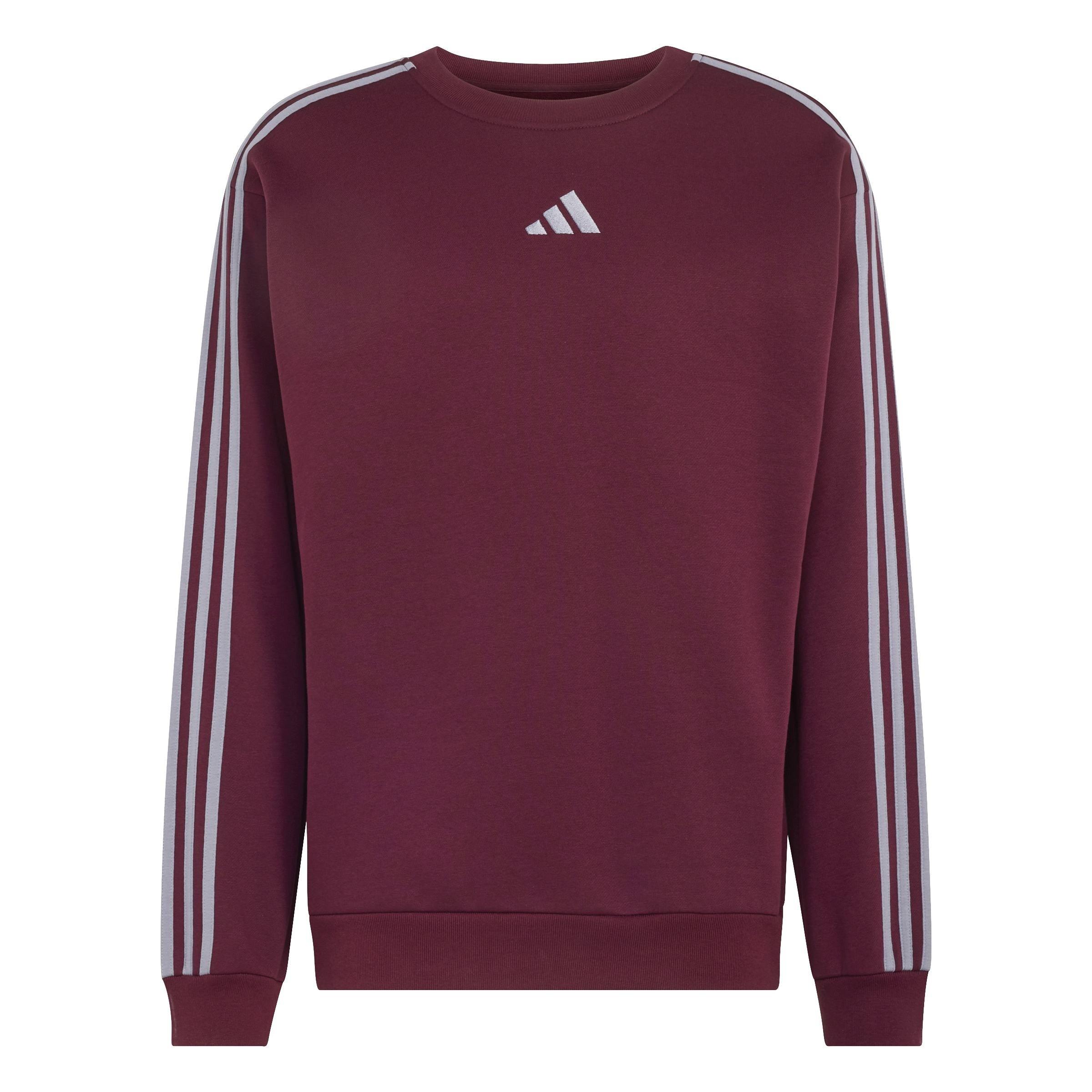 Adidas Men's Essentials 3-Stripes Fleece Sweatshirt - Burgundy/Grey - L