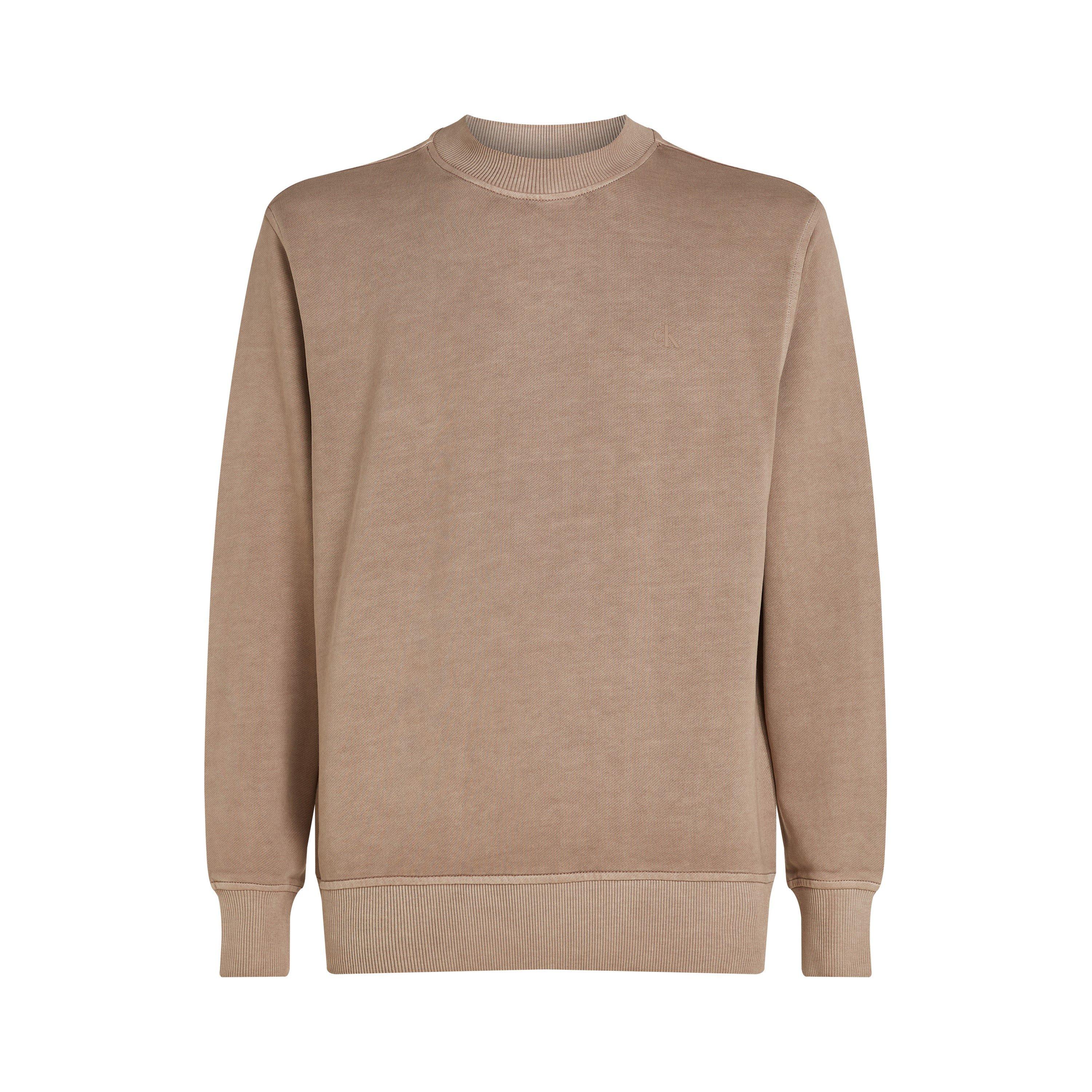 Taupe Grey - Calvin Klein Jeans - Men's Washed Puff Print Crew Sweatshirt - 1