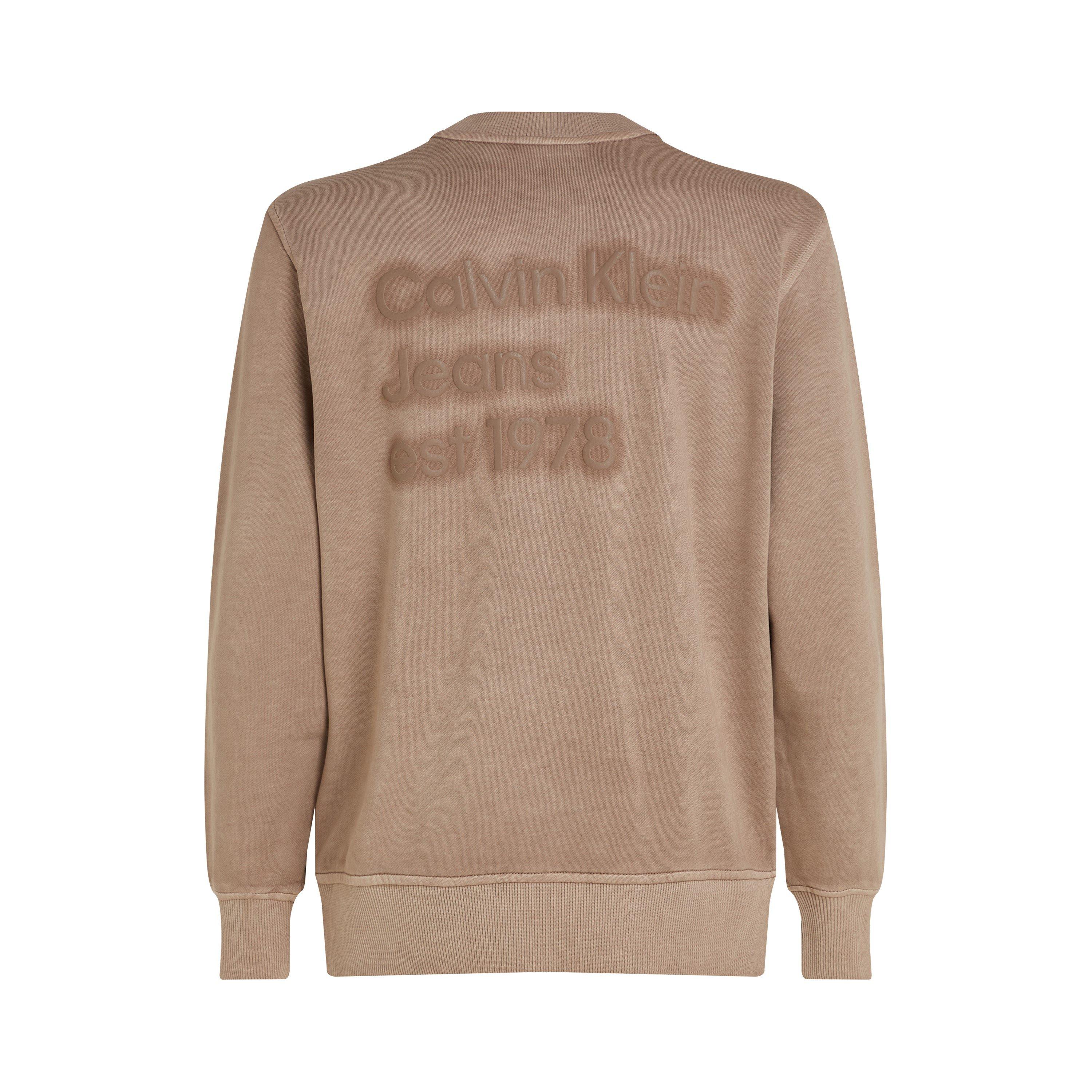 Taupe Grau - Calvin Klein Jeans - Men's Washed Puff Print Crew Sweatshirt - 2