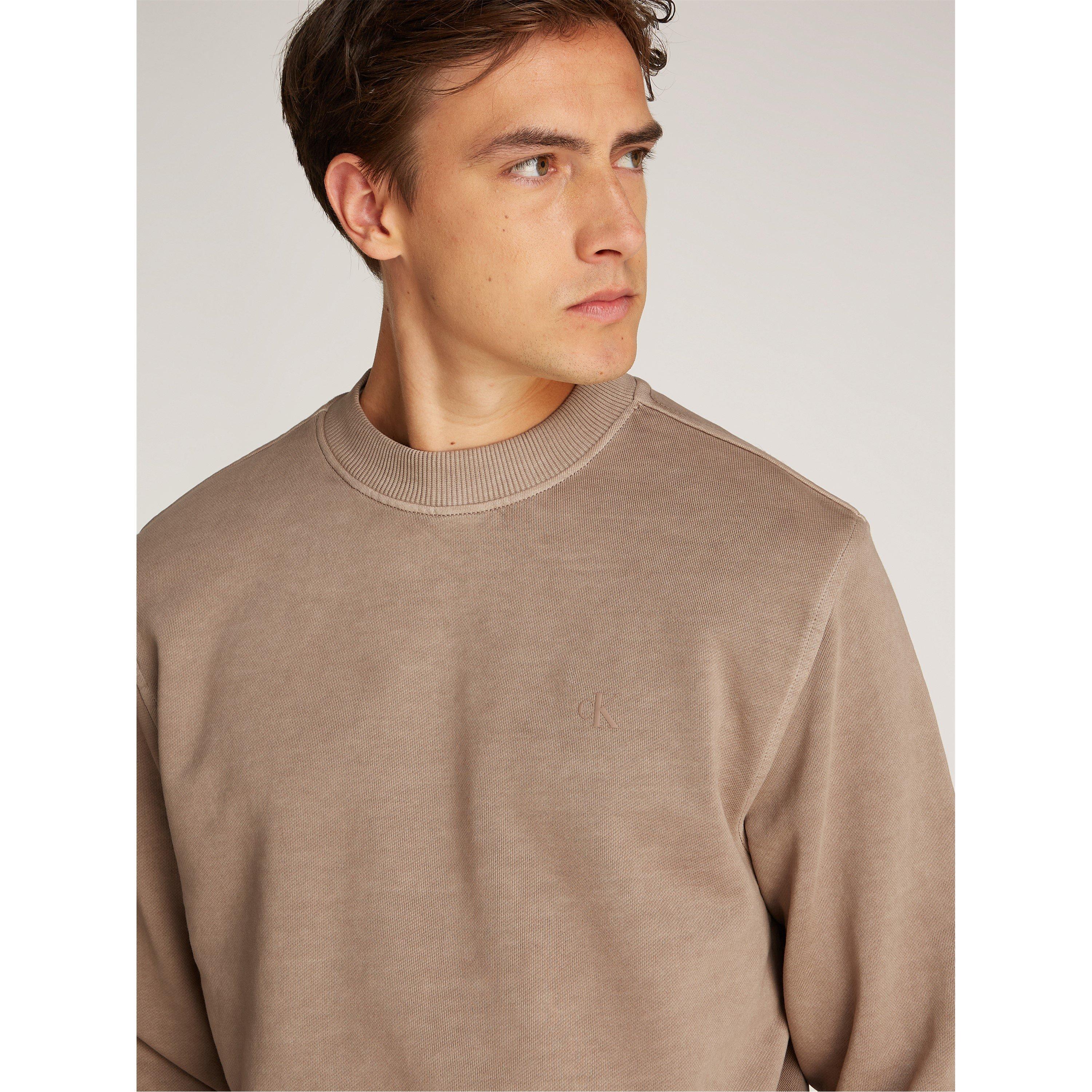 Taupe Grau - Calvin Klein Jeans - Men's Washed Puff Print Crew Sweatshirt - 5