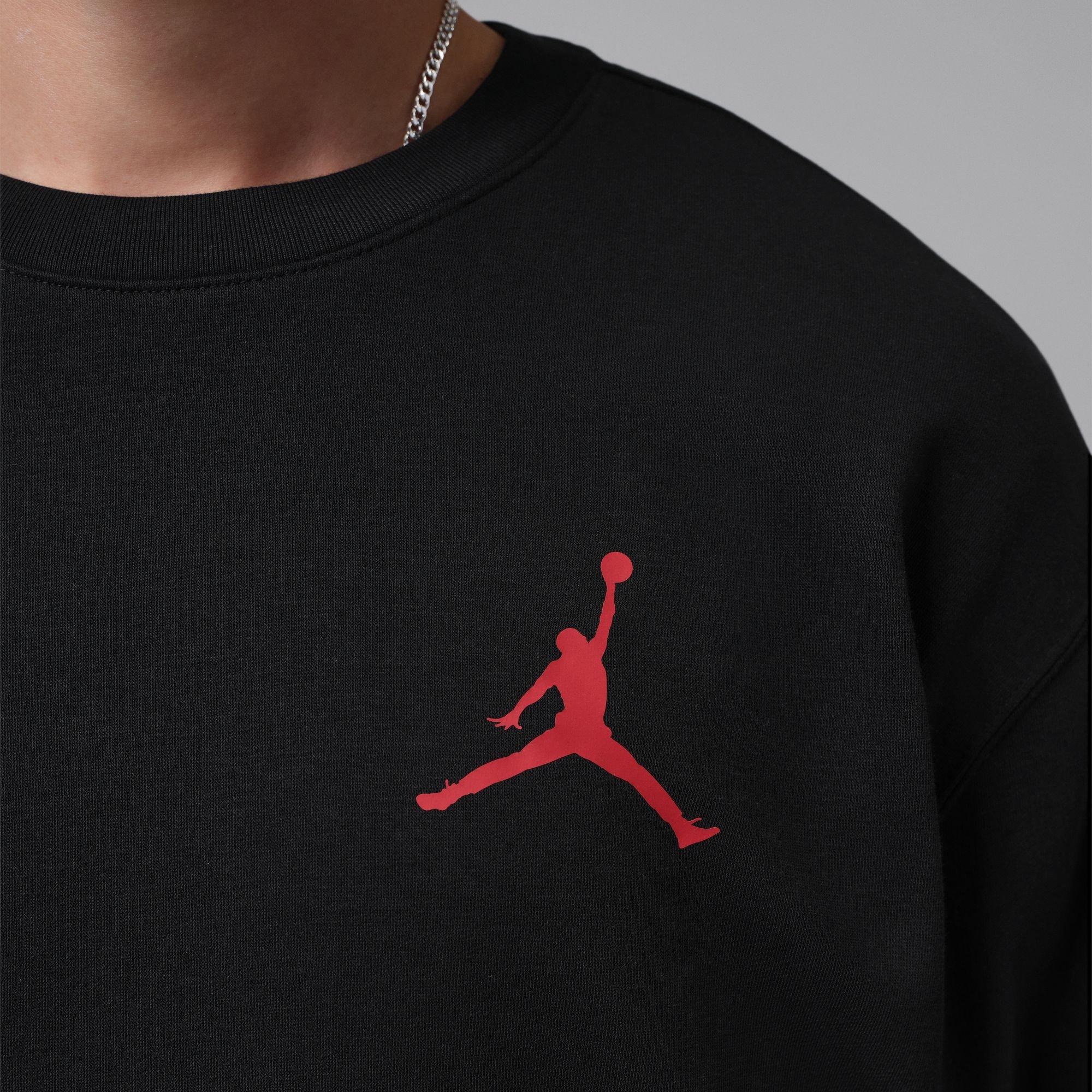 Negro/Rojo Gimnasio - Air Jordan - Men's Jump Cotton Crew-Neck Sweatshirt - 4