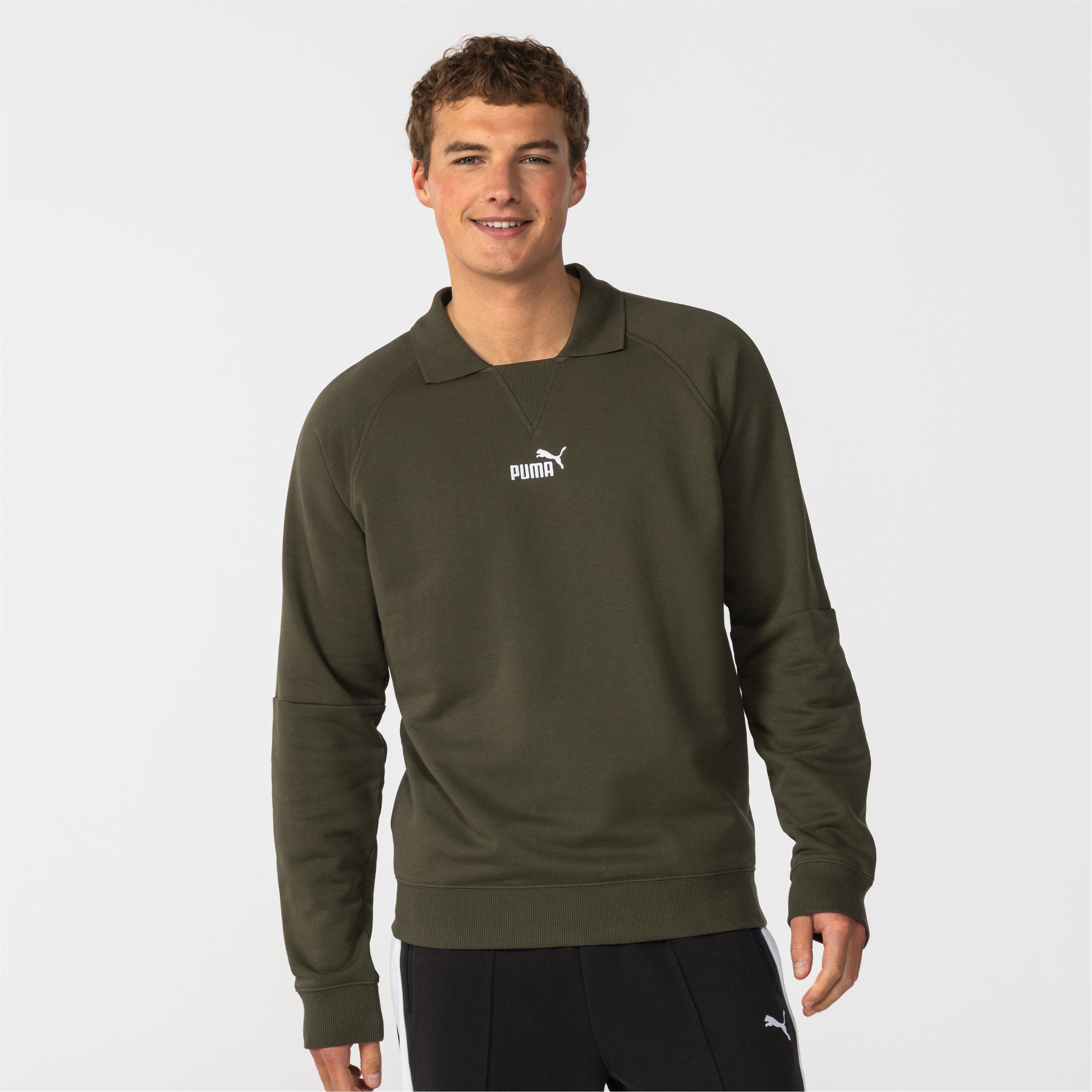 Puma Men's Logo Crew Sweatshirt - Khaki - 2XL