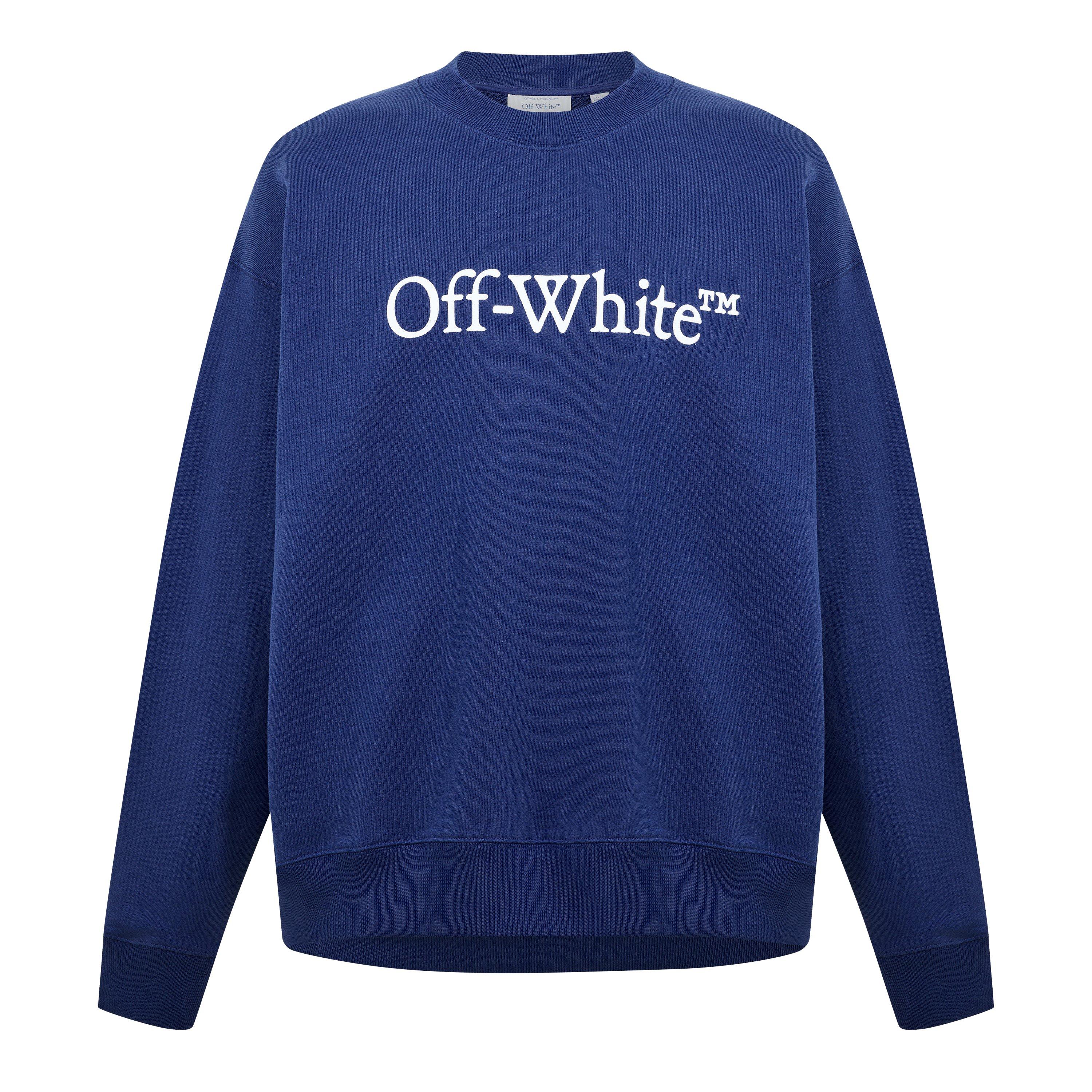 Dark Blue-White - Off White - Men's Skate Relaxed Fit Crew Sweatshirt - 1