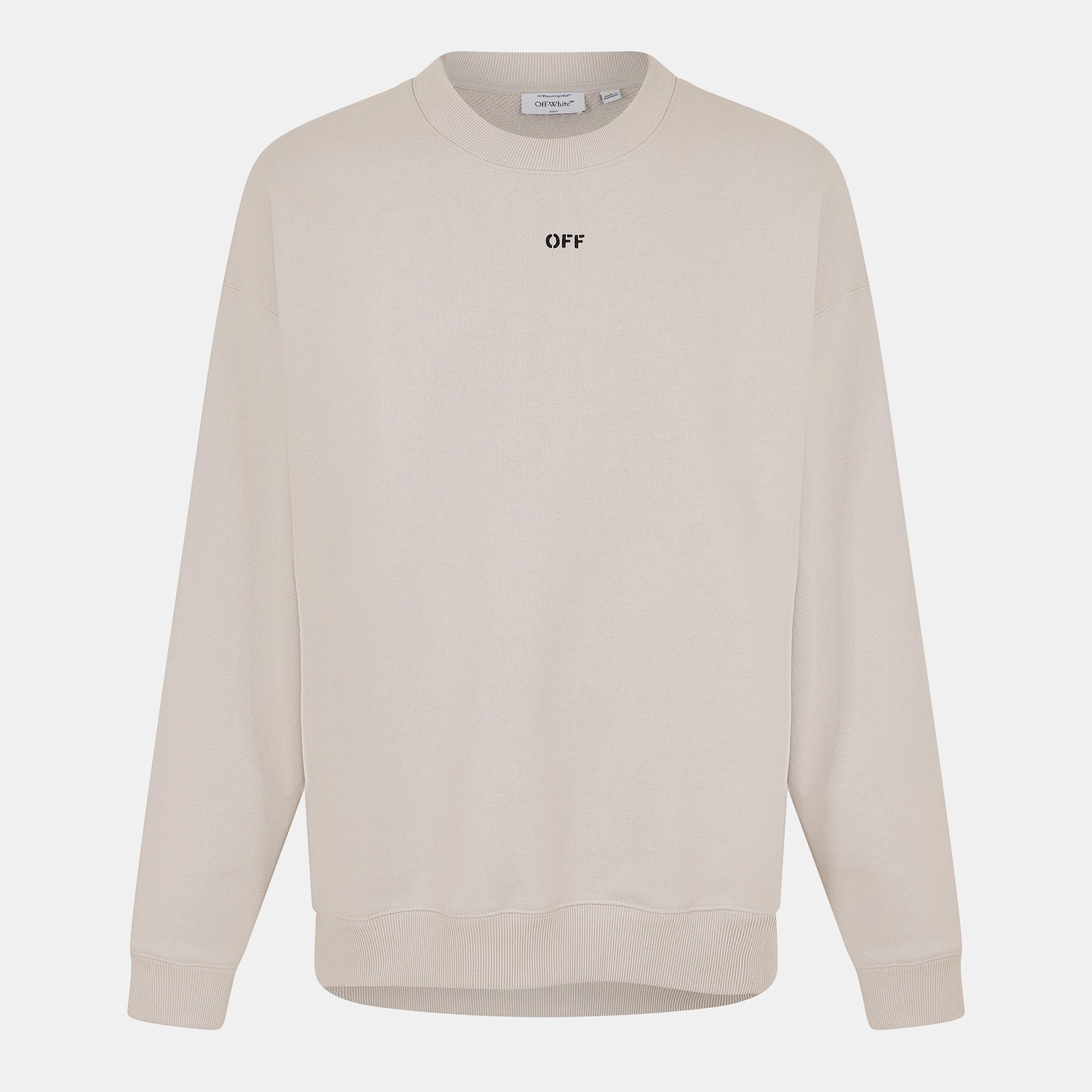 Stone/Black - Off White - Men's Skate Relaxed Fit Crew Sweatshirt - 1