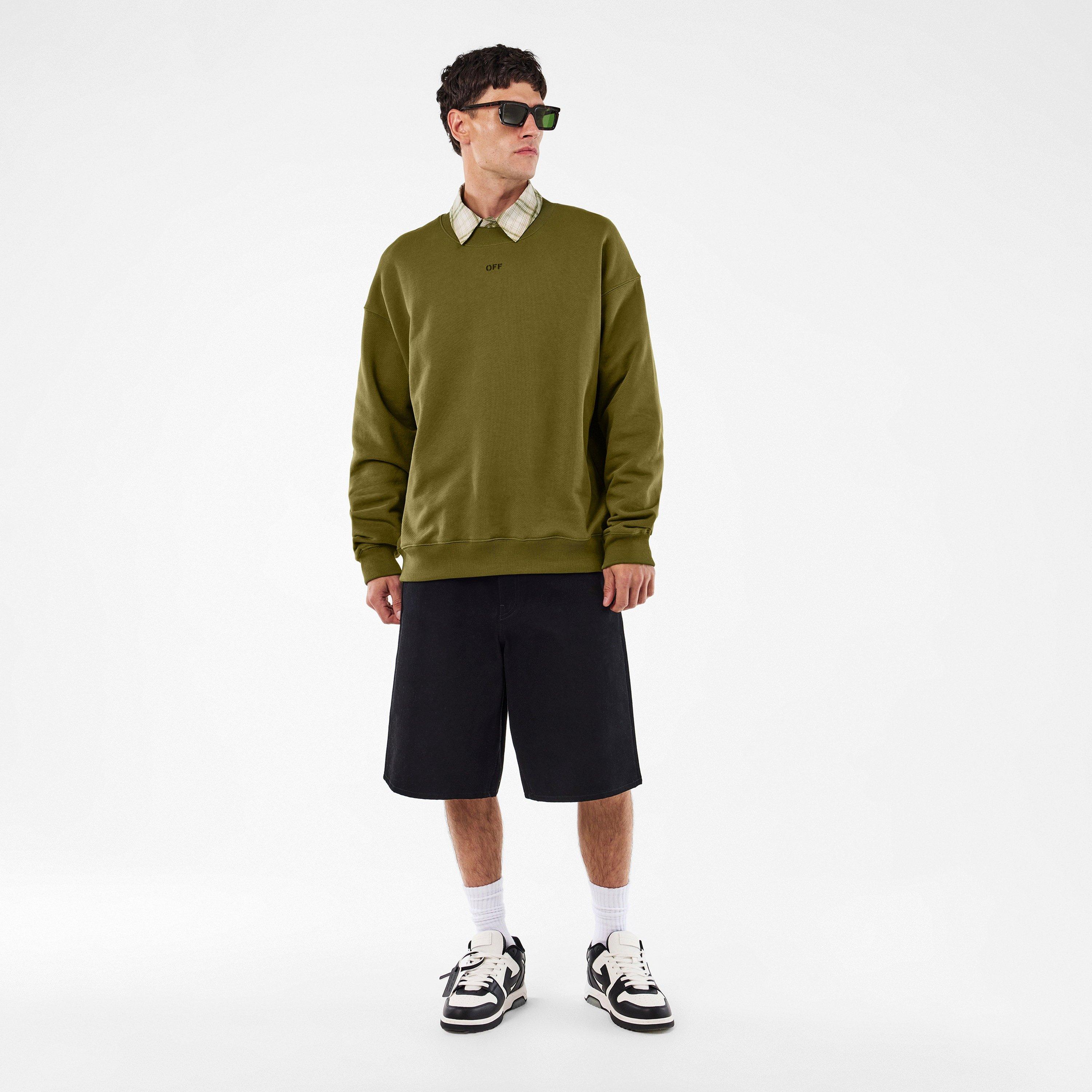 Moss/Black - Off White - Men's Skate Relaxed Fit Crew Sweatshirt - 6