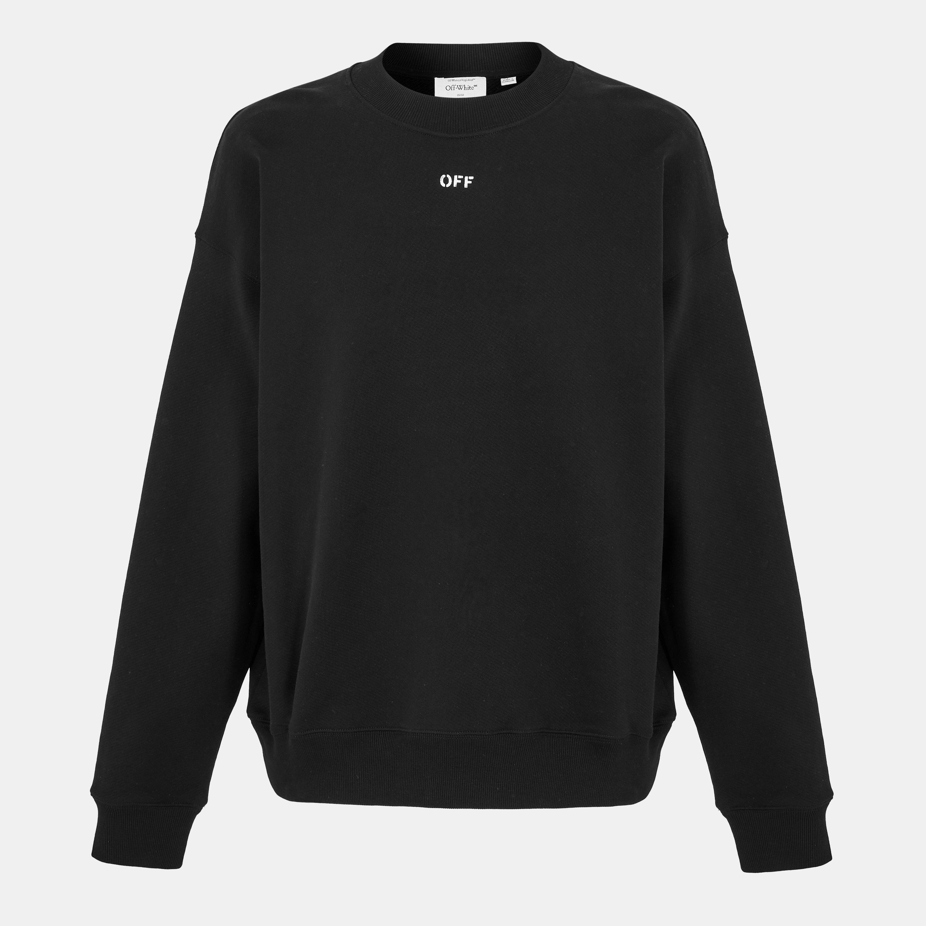 Black-White - Off White - Men's Skate Contemporary Fit Crew Sweatshirt - 1