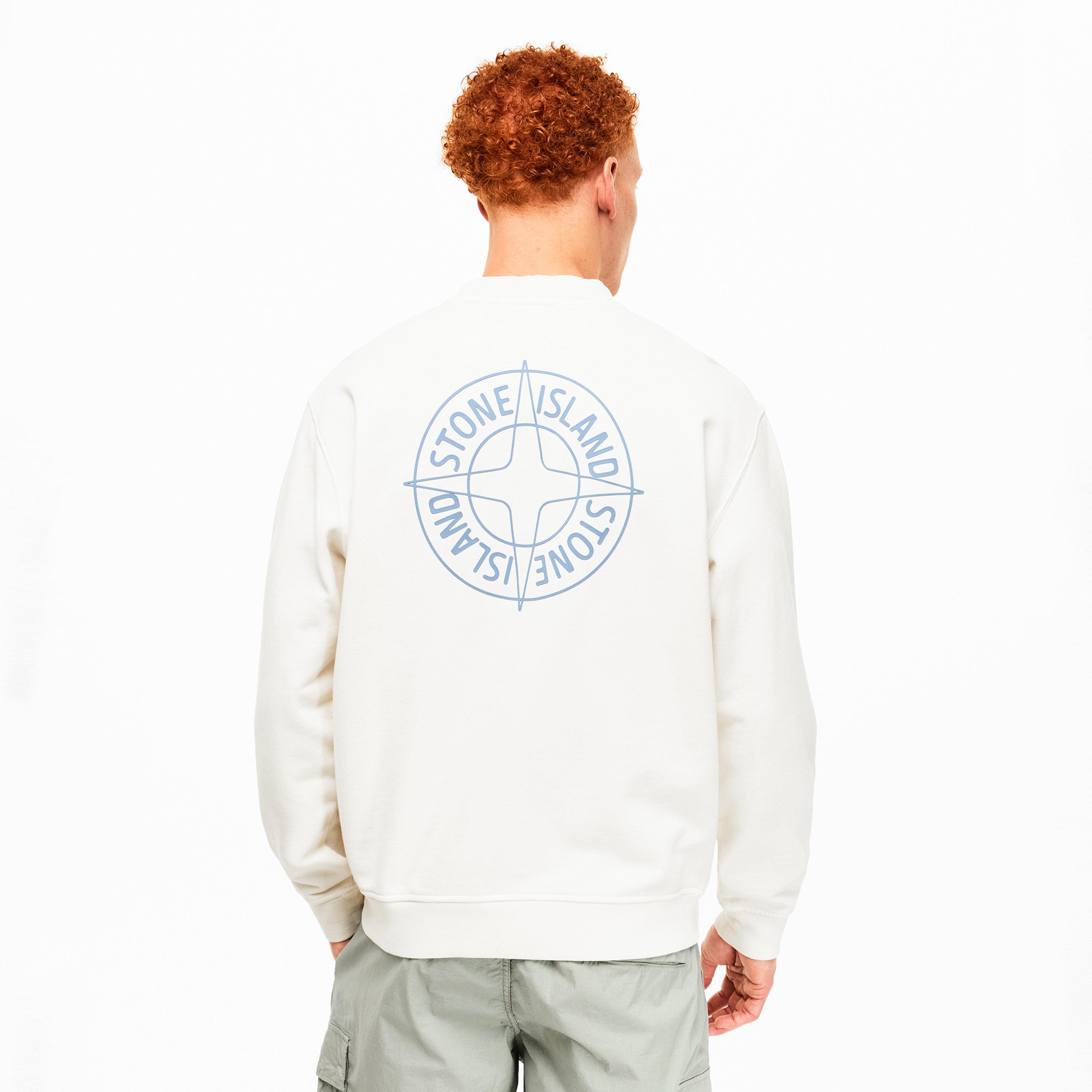 Ivory V0093 - Stone Island - Men's Compass Crew Sweatshirt - 4