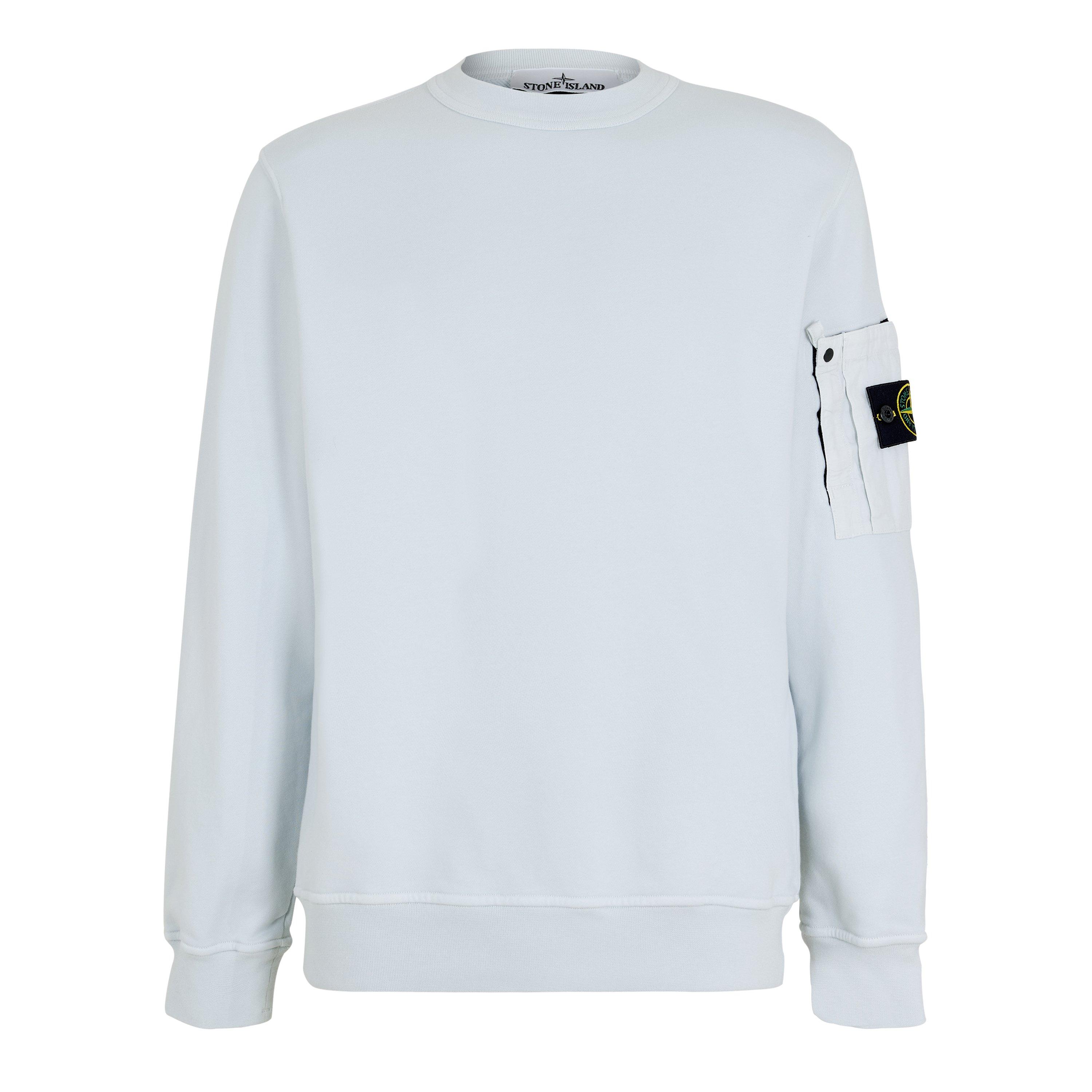 Stone Island Men's Zipped Pocket Crew Sweatshirt - Sky Blue V0041 - XL