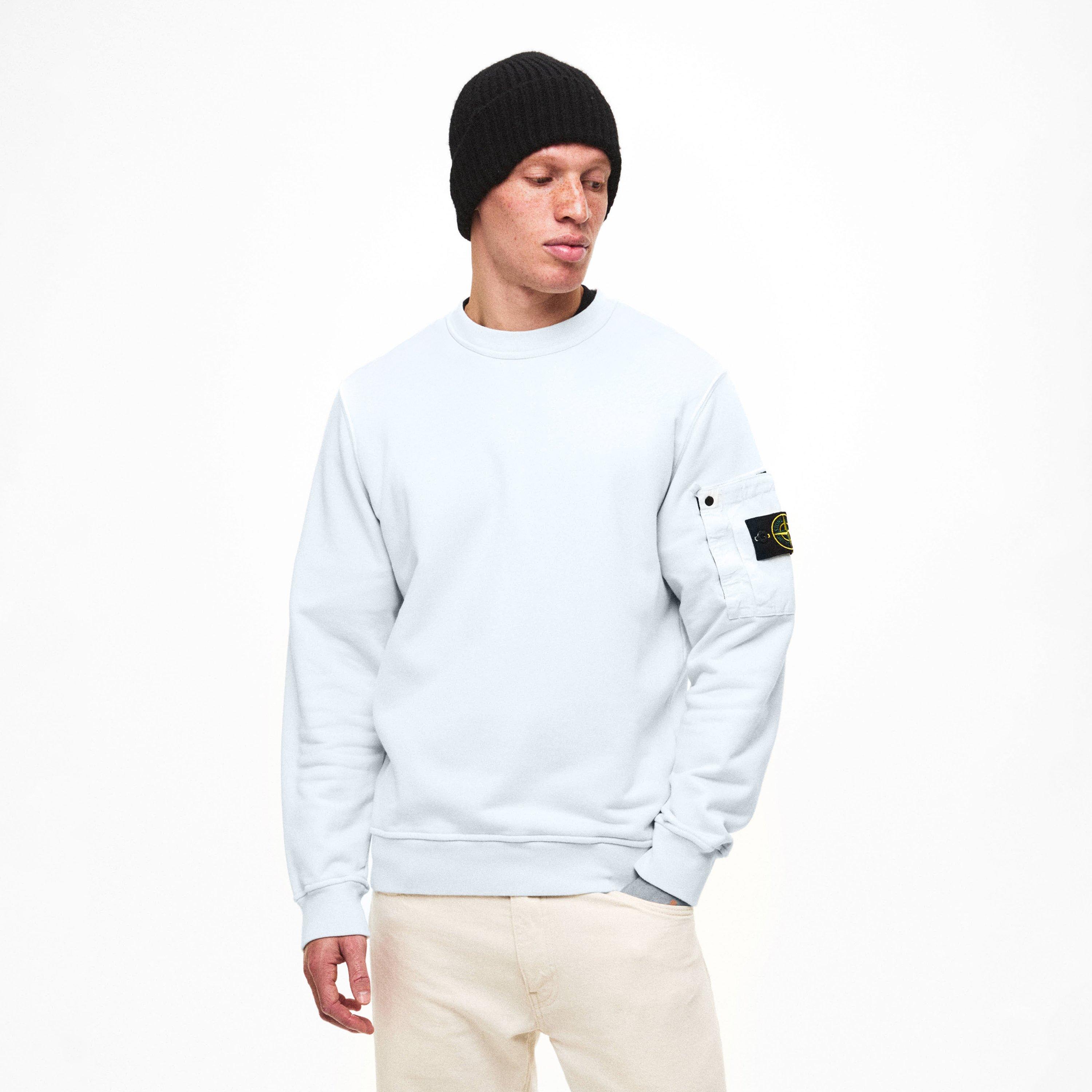 Sky Blue V0041 - Stone Island - Men's Zipped Pocket Crew Sweatshirt - 3