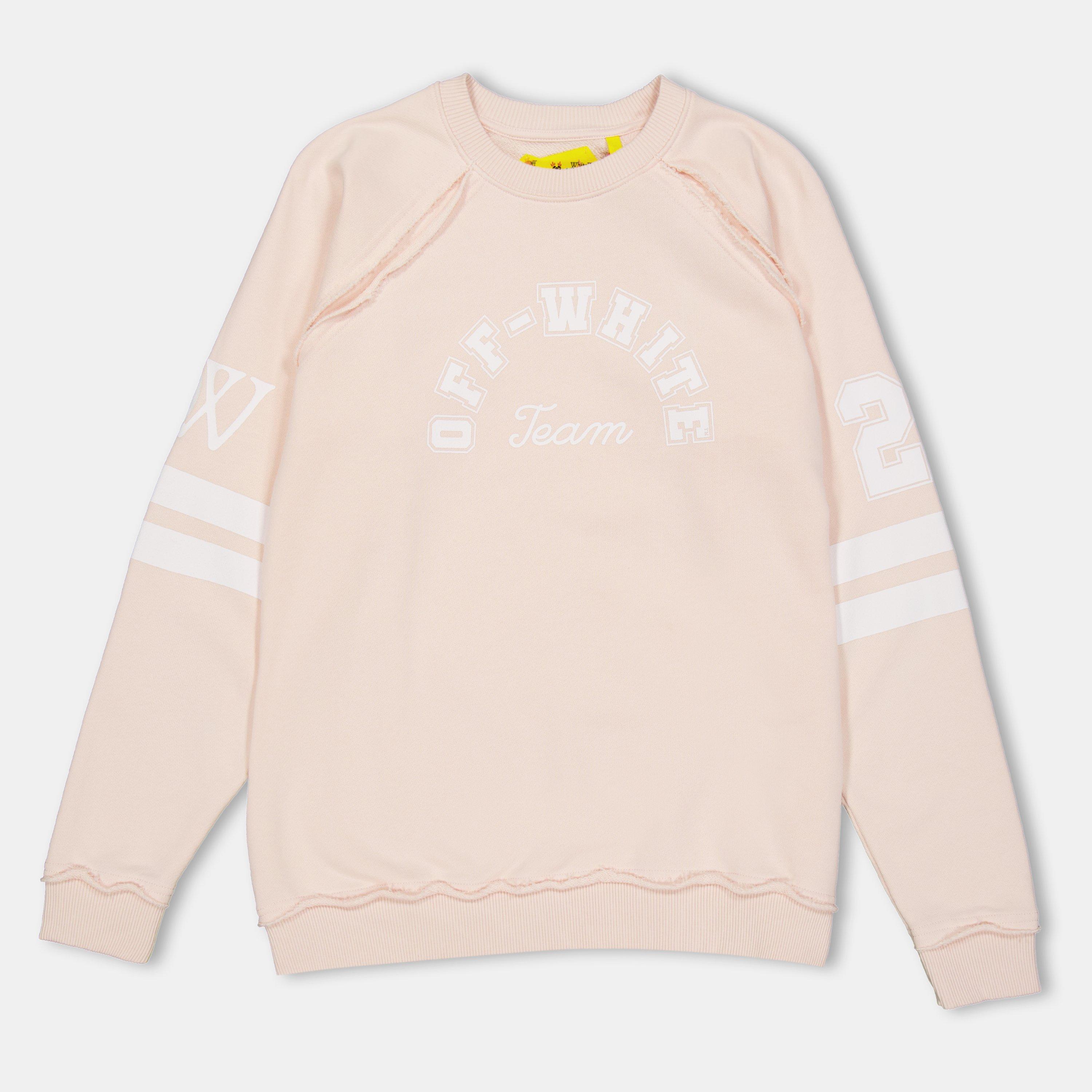 Pink/White - Off White - Kids Crew Sweater - 1