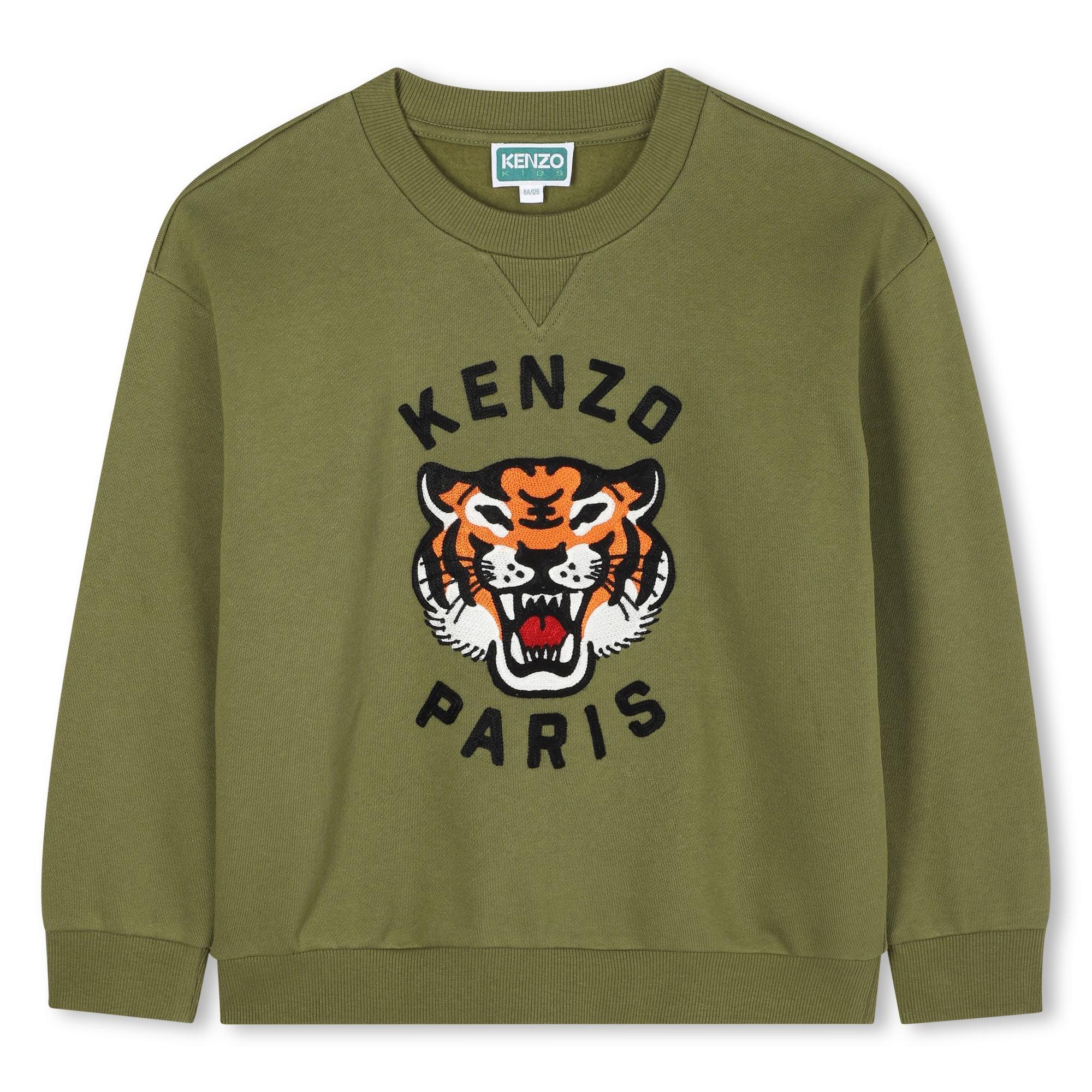 Kenzo  Dark Green Kids' Tiger Crew Sweatshirt - 8Y