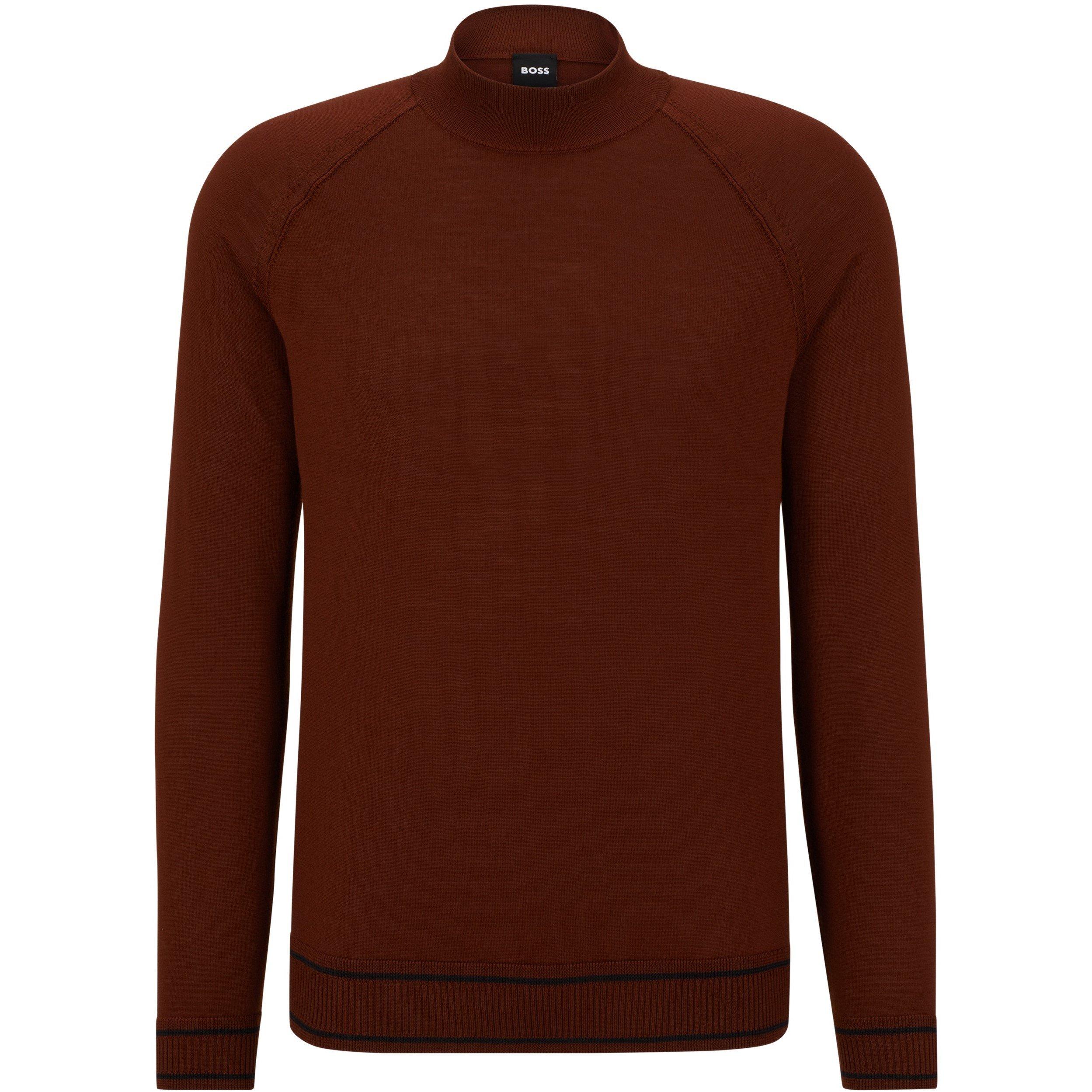 Boss Men's Favino Crew Neck Ribbed Crew Sweatshirt - Medium Brown - 2XL