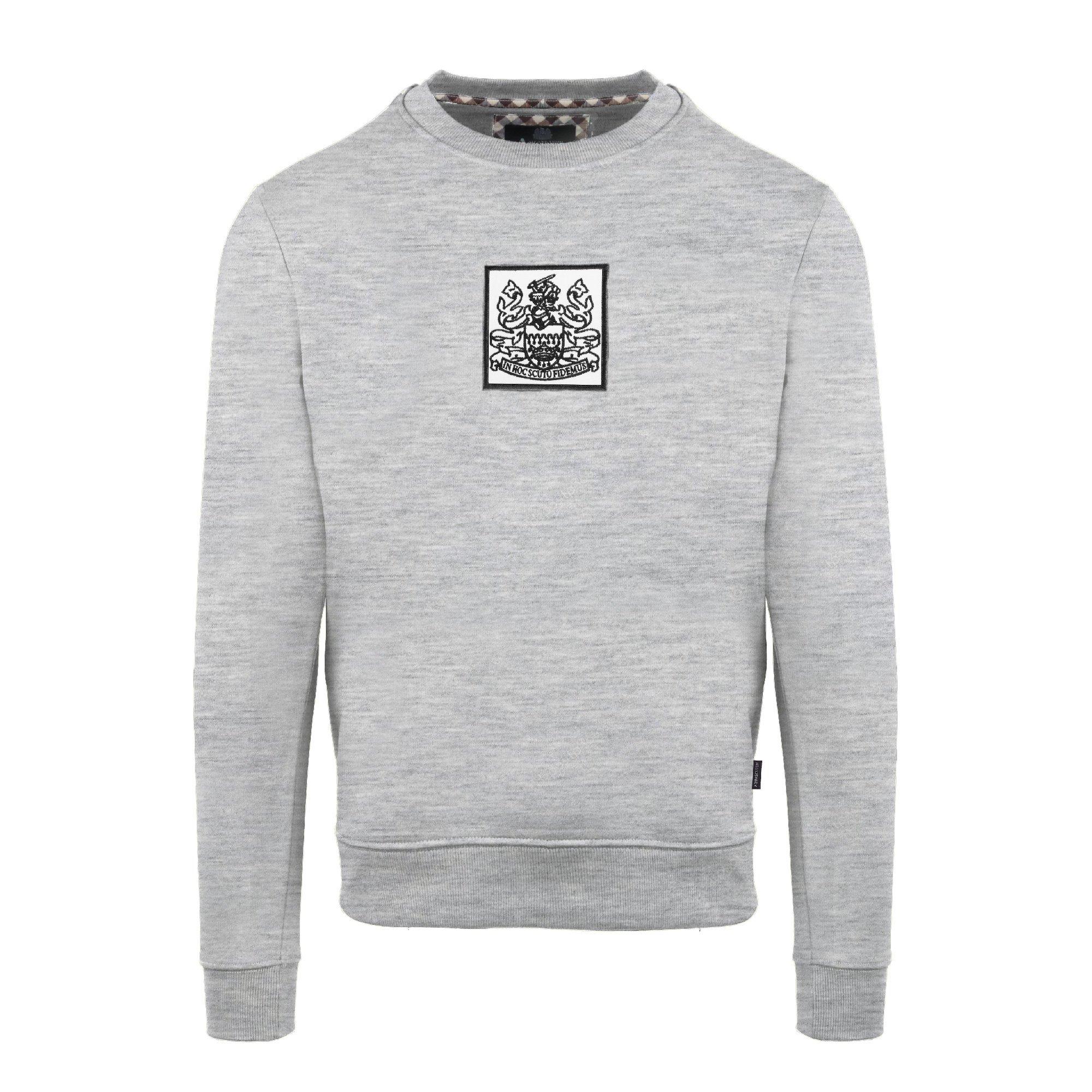 Aquascutum Men's Round Neck Crew Sweatshirt - Grey - Large