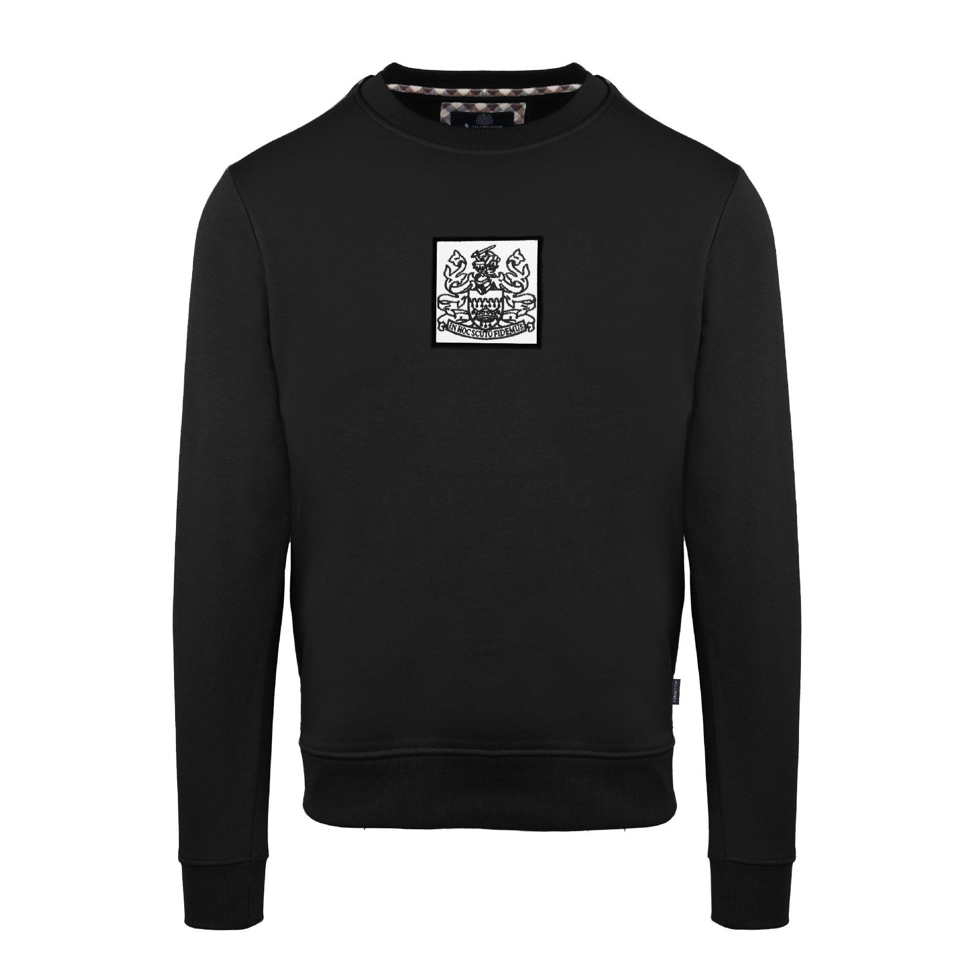 Aquascutum Men's Round Neck Crew Sweatshirt - Black - X Large