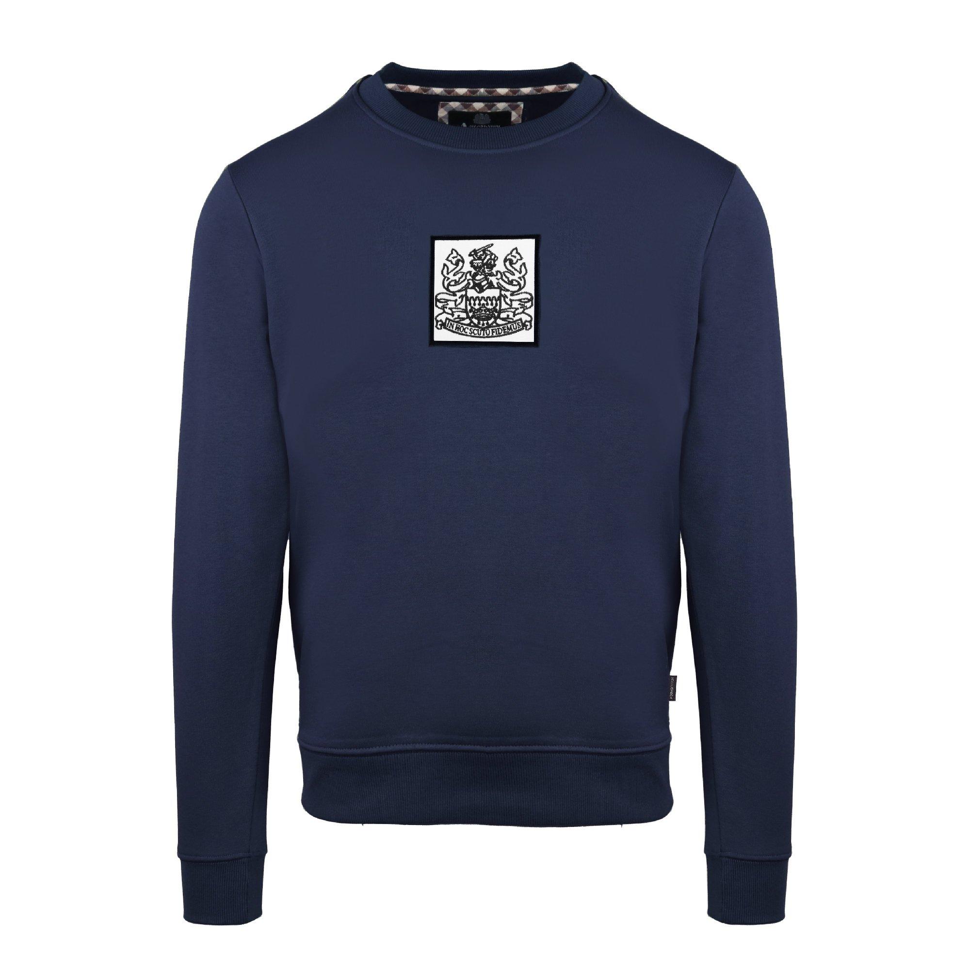 Aquascutum Men's Round Neck Crew Sweatshirt - Navy - Large
