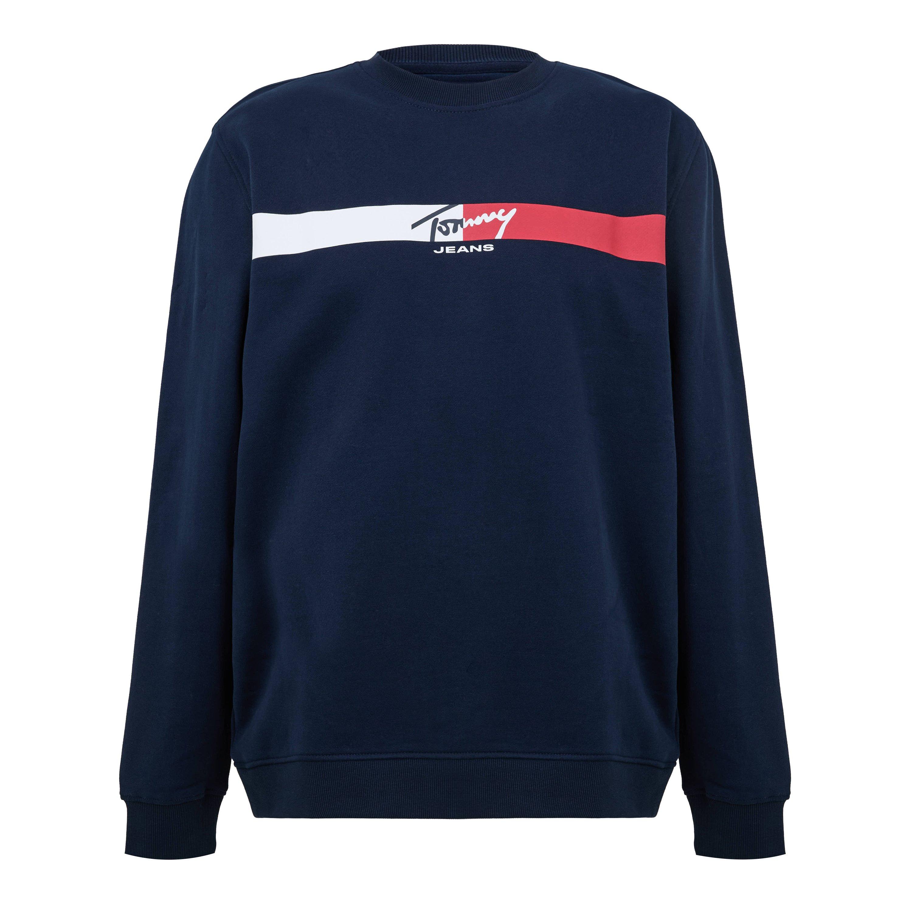 Tommy Jeans Men's Regular Sign Crew Sweatshirt - Dark Night Navy - M