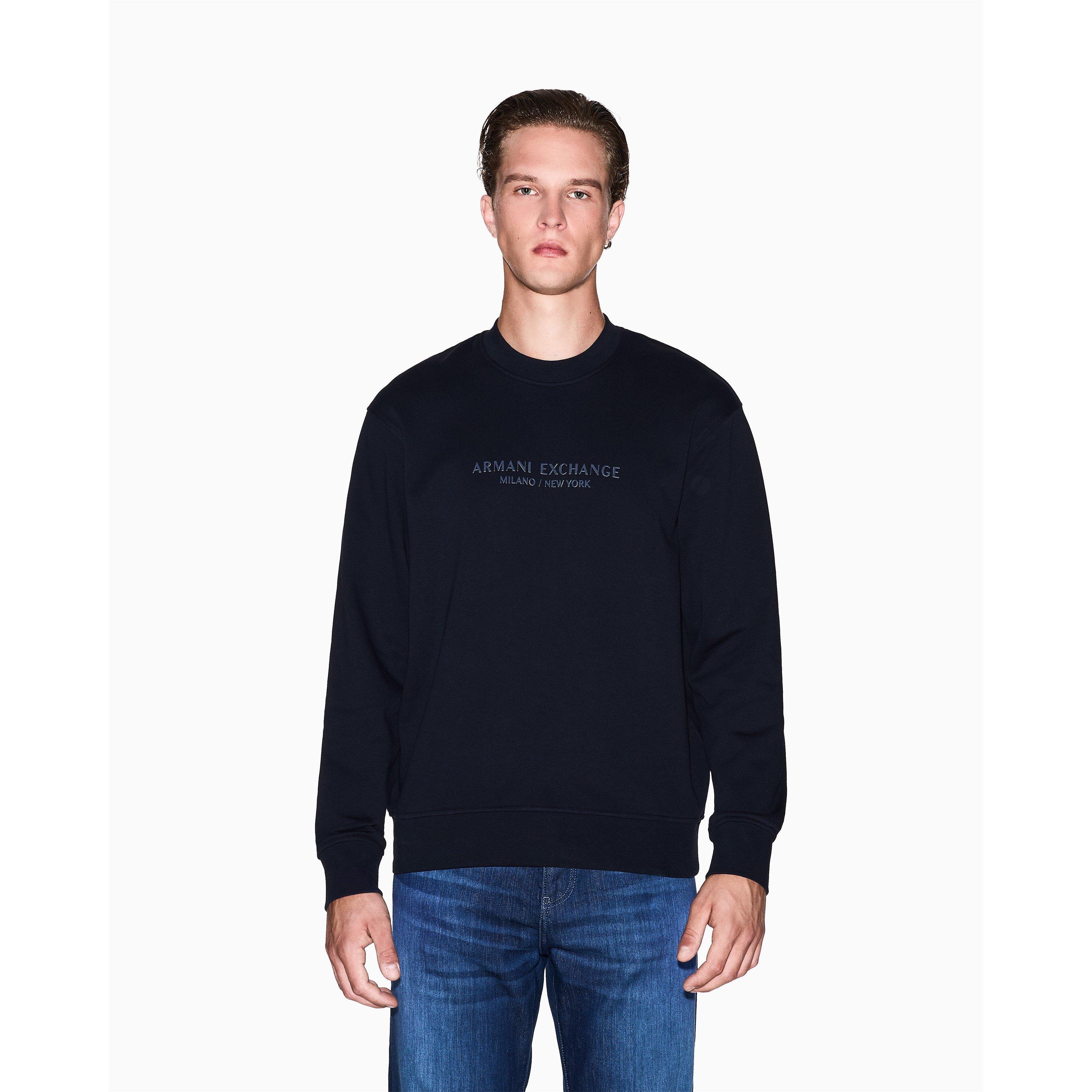 Navy - Armani Exchange - Men's Crew Sweatshirt - 1