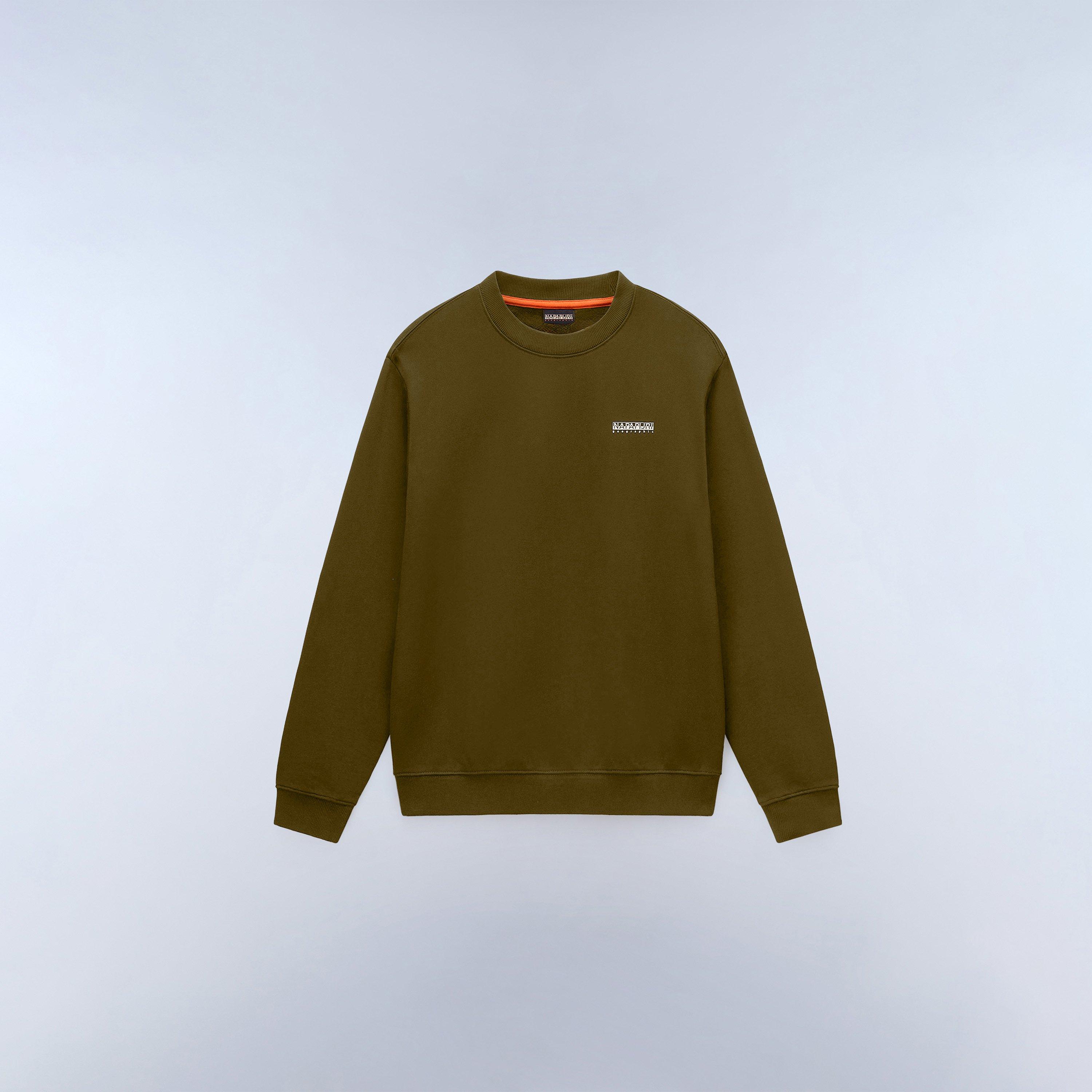 Napapijri Mens Small Box Cotton Crew Sweatshirt - Dark Olive - XL
