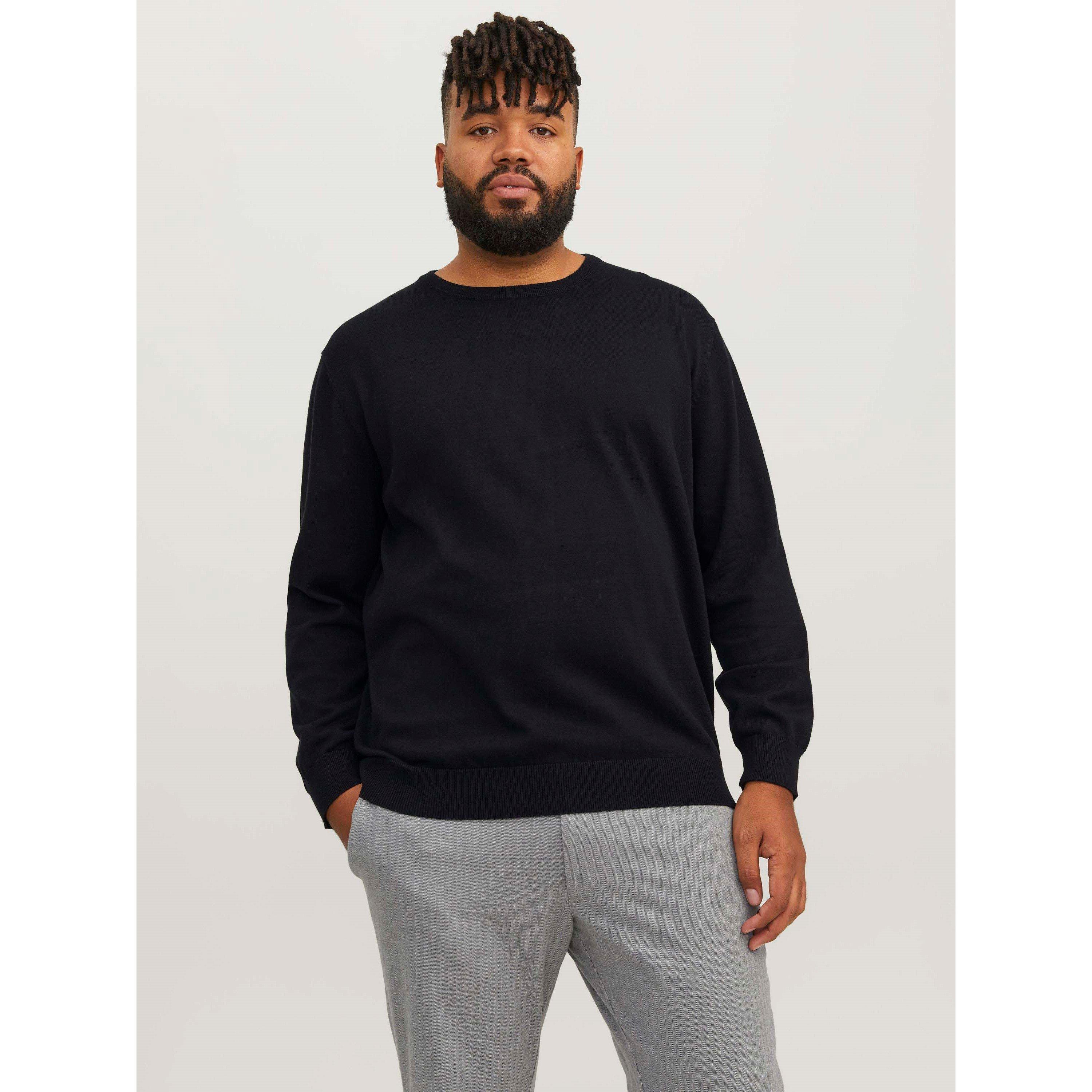 Black - Jack and Jones - Basic Crew Knit Plus Size Mens - 3