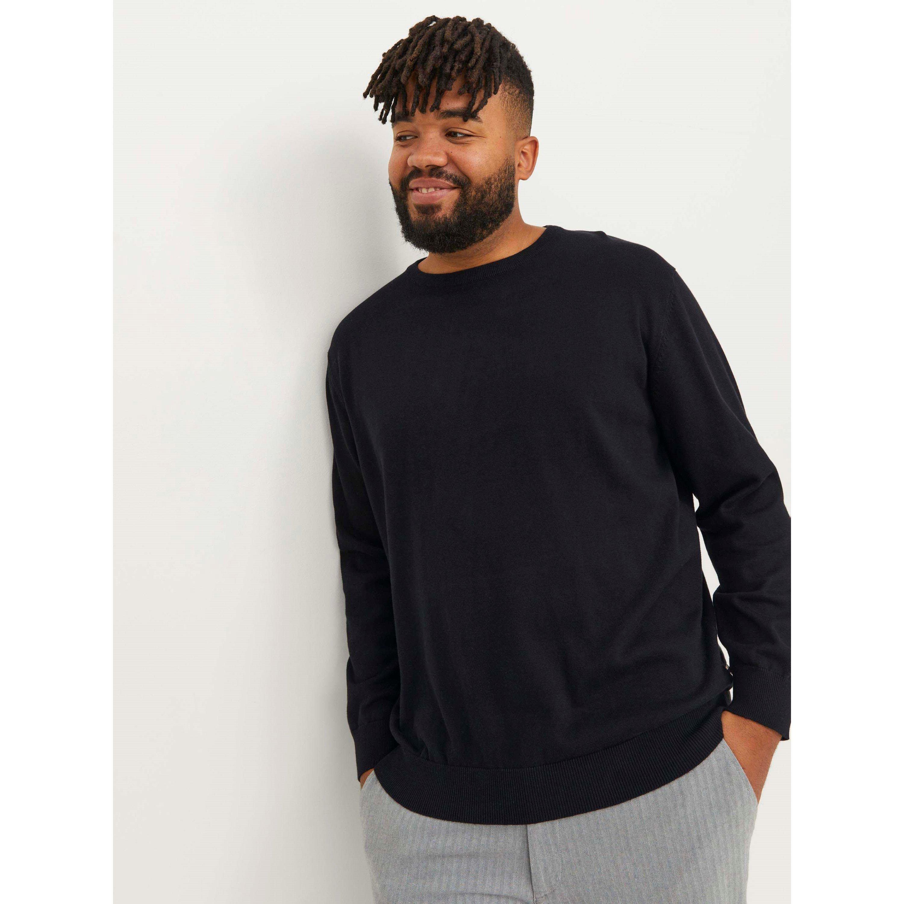 Black - Jack and Jones - Basic Crew Knit Plus Size Mens - 7