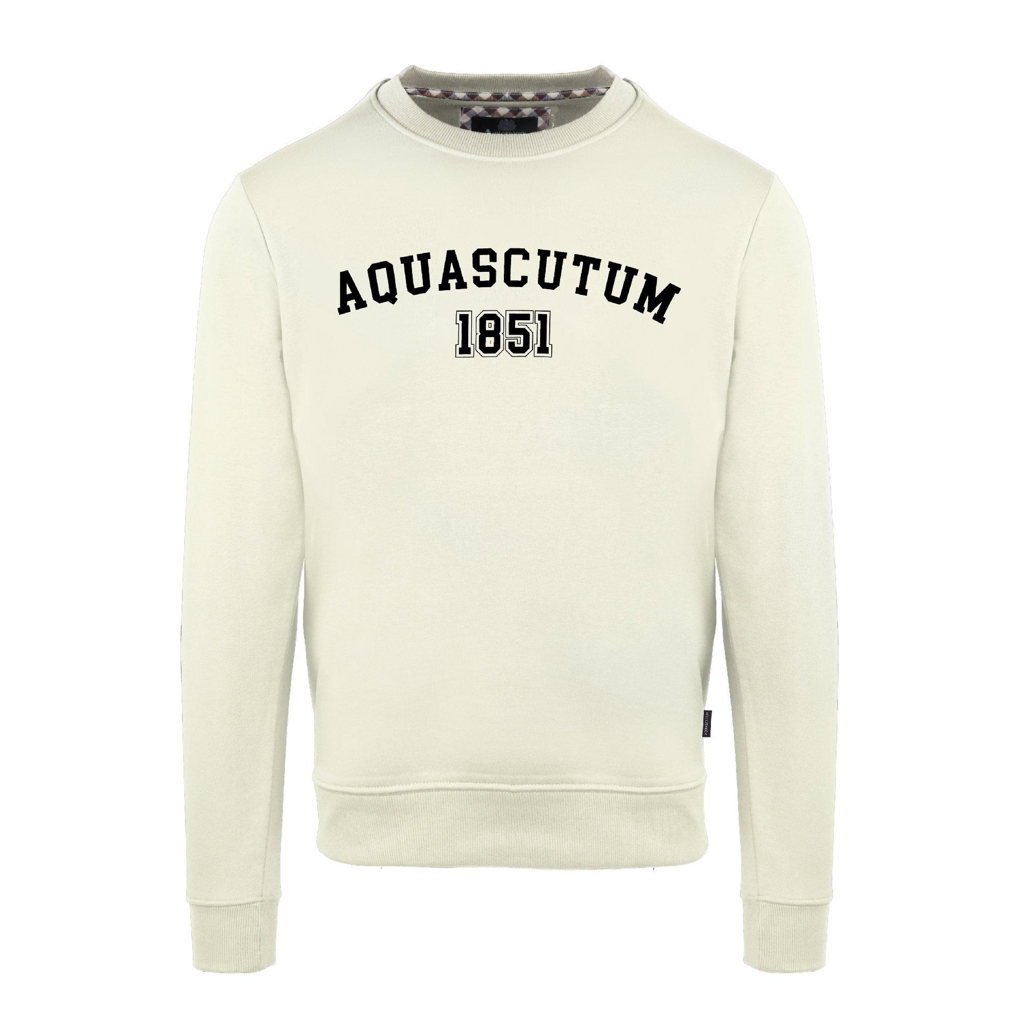 Aquascutum Men's Round Neck Crew Sweatshirt - Butter - Large