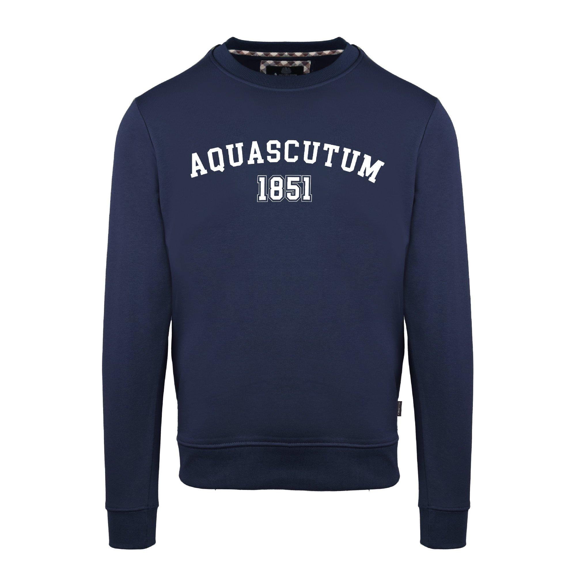 Aquascutum Men's Round Neck Crew Sweatshirt - Navy - 2X Large