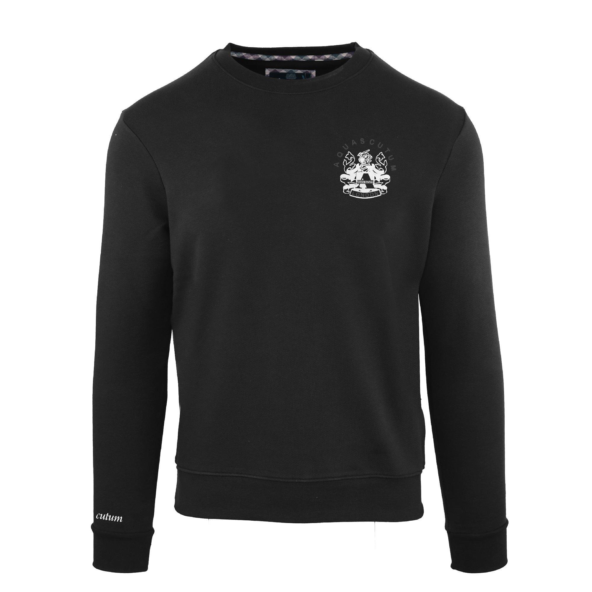 Aquascutum Men's Roundnk Sweat Crew Sweatshirt - Black - Small