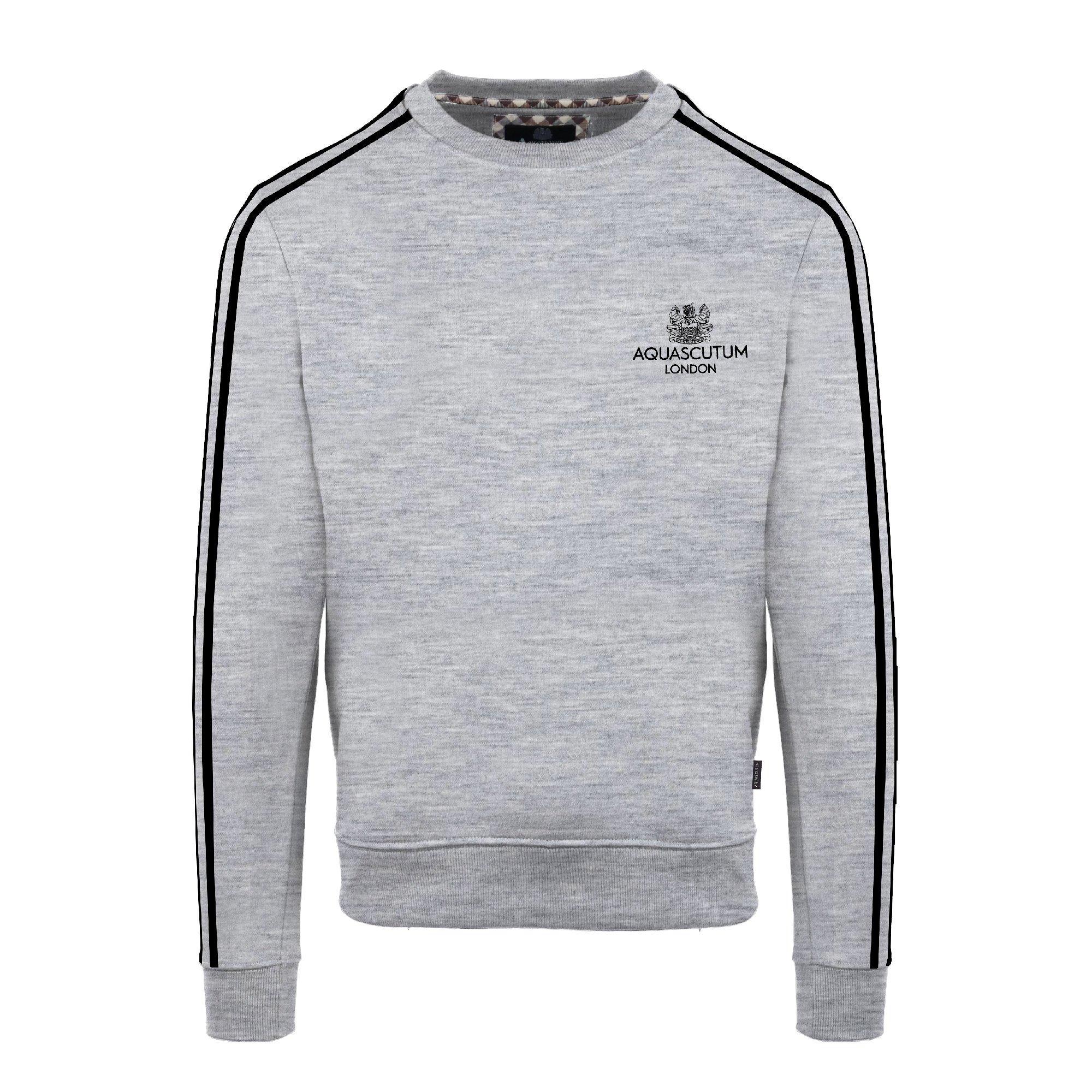 Grey - Aquascutum - Men's Roundnk Sweat Crew Sweatshirt - 1