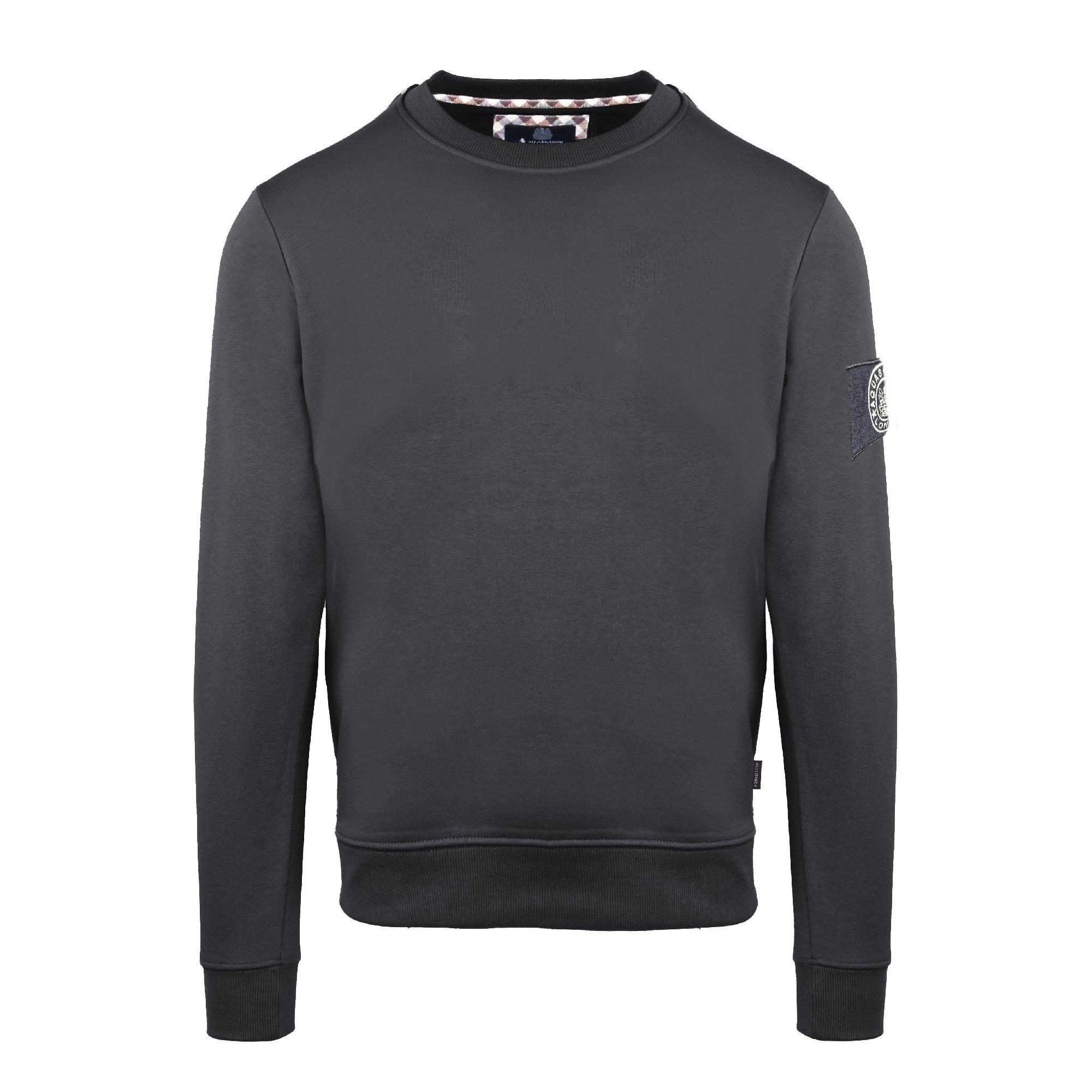 Aquascutum Men's Roundnk Sweat Crew Sweatshirt - Antracite - Large