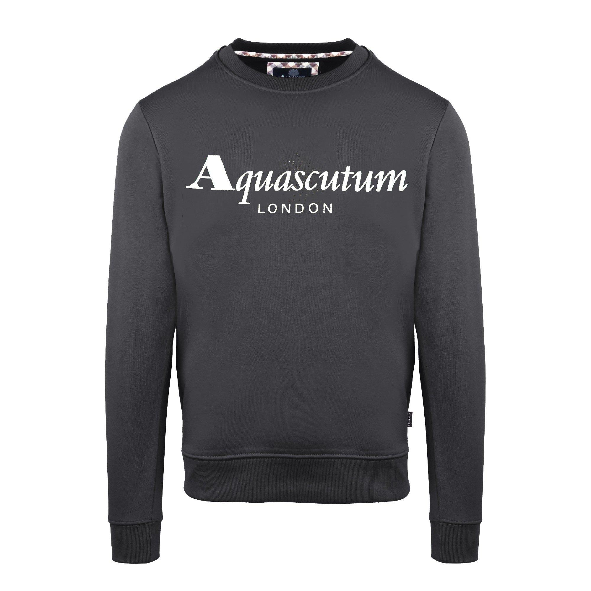 Antracite - Aquascutum - Men's Roundnk Sweat Crew Sweatshirt - 1
