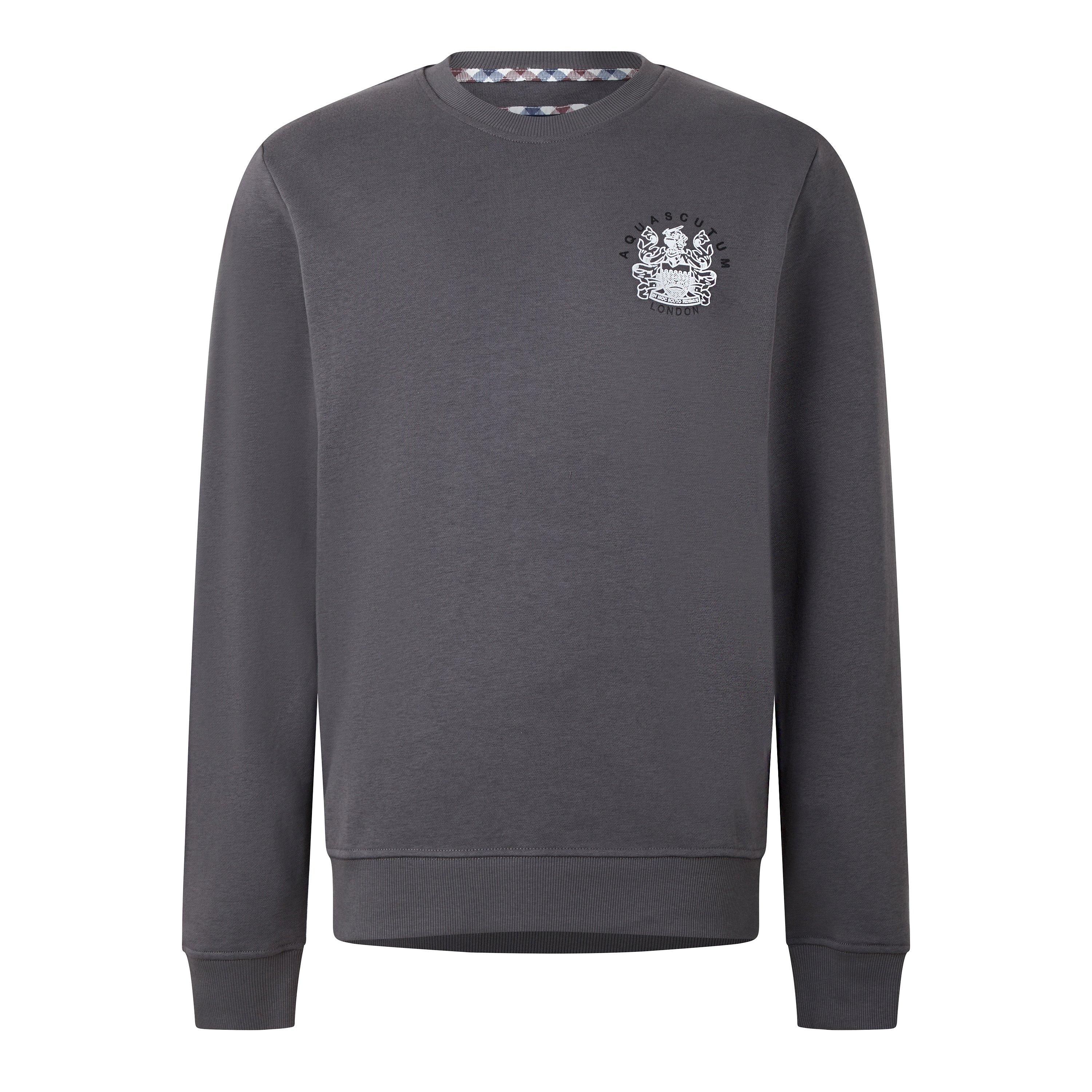 Antracite - Aquascutum - Men's Roundnk Sweat Crew Sweatshirt - 1