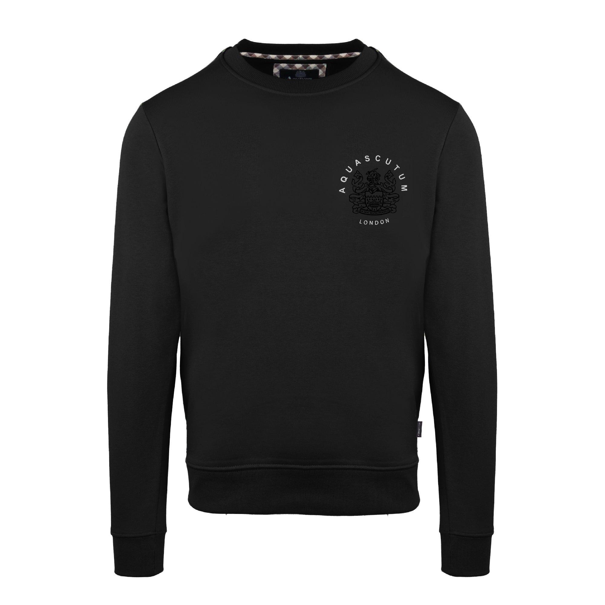 Aquascutum Men's Roundnk Sweat Crew Sweatshirt - Black - Small