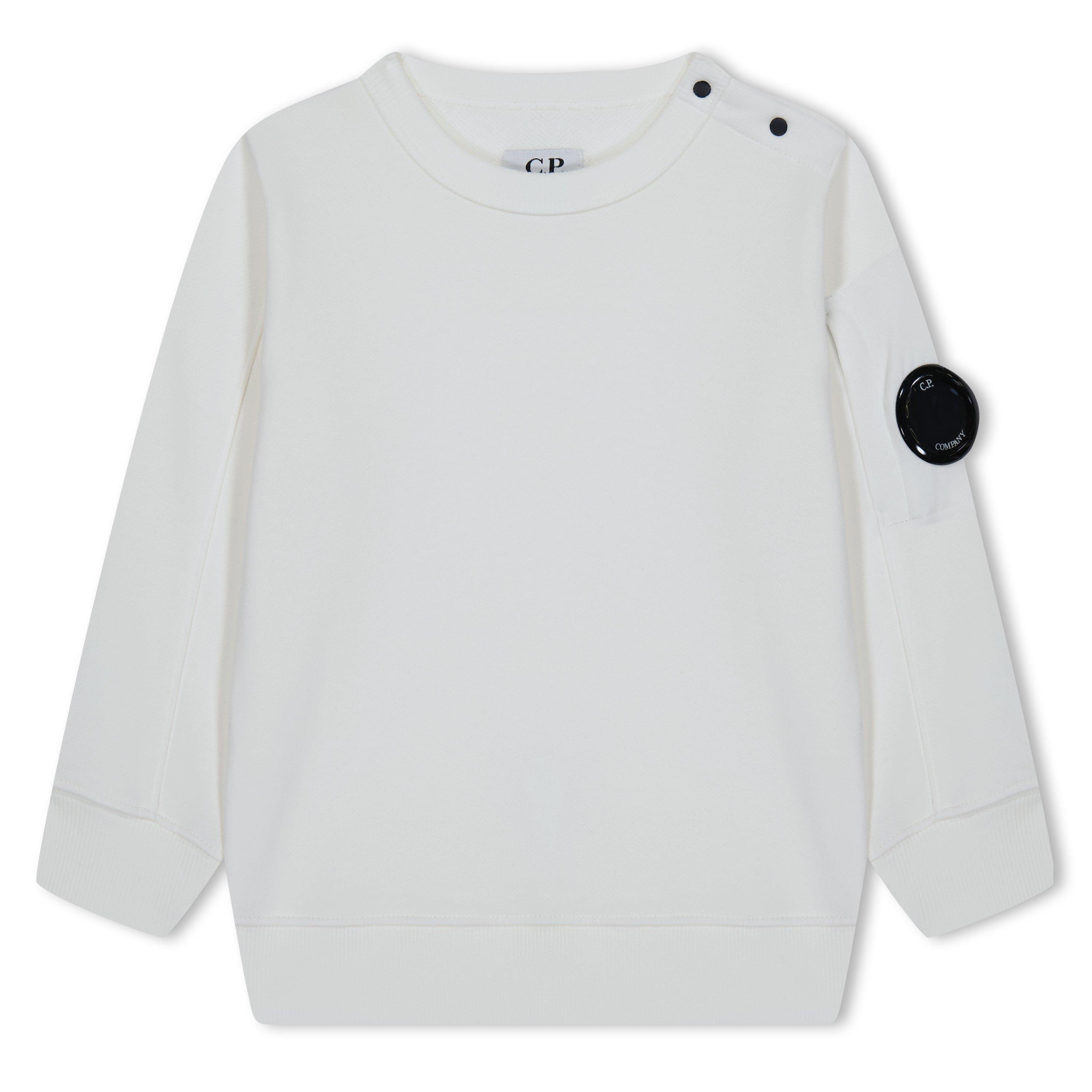 Cp Company Boys ' Lens Crew-Neck Sweatshirt - Gauze Wht 10135 - 6 Yrs
