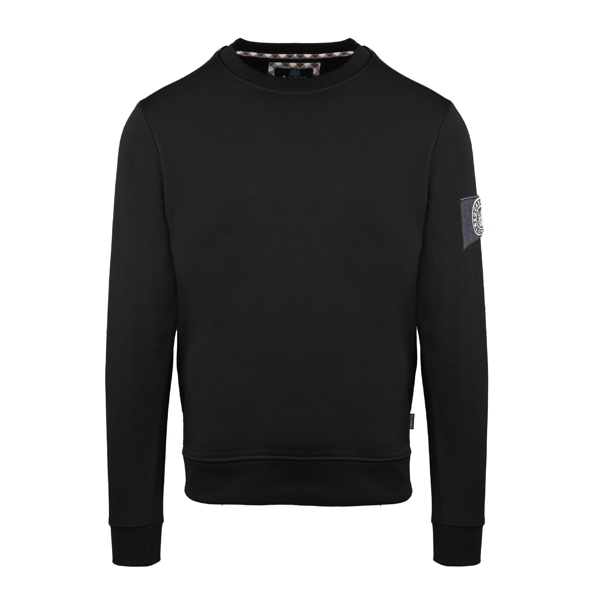 Aquascutum Men's Roundnk Sweat Crew Sweatshirt - Black - Medium